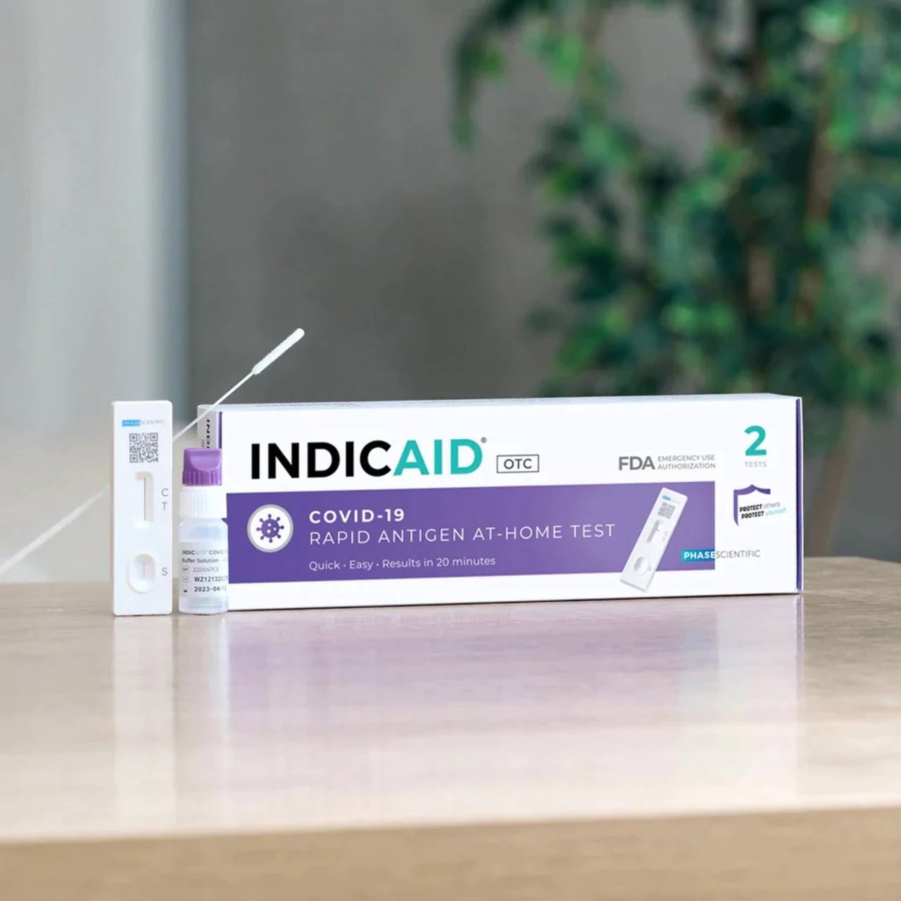 INDICAID Covid-19 Rapid Antigen Test, 1 Pack, 2 Tests total, 4 Easy Steps & Results in 20 Minutes - COVID OTC Nasal Swab Test - HSA/FSA Reimbursement