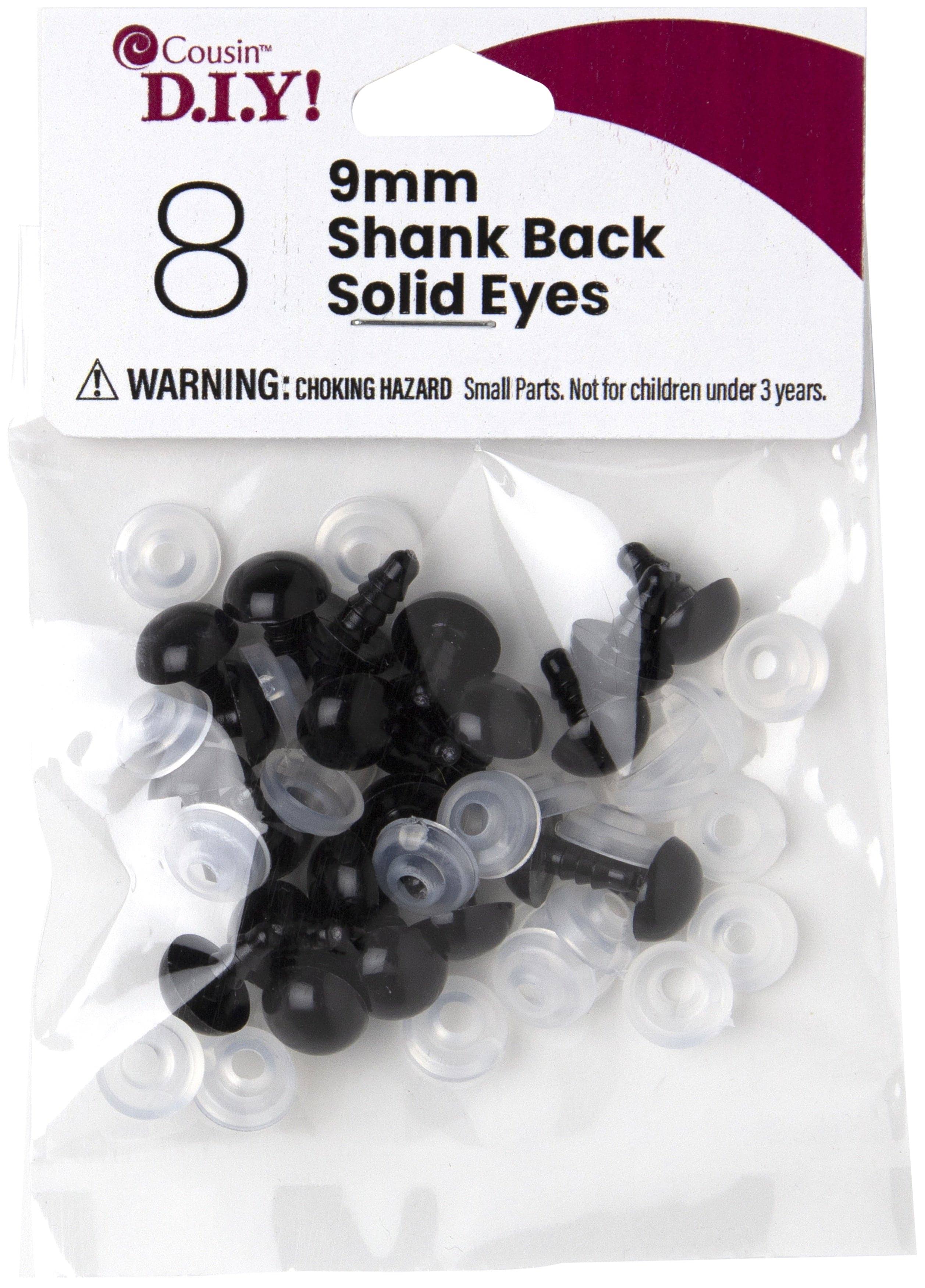 Shank Back Solid Eyes 9mm 8/Pkg-Black -40000420