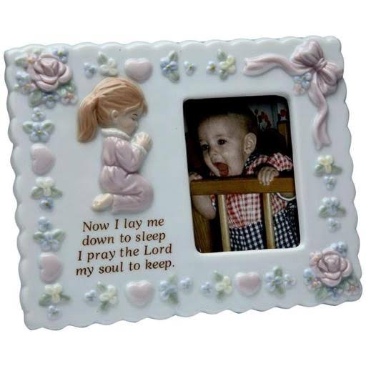 6 inch Baby Girl Pink Picture Frame with Bedtime Prayer Wording