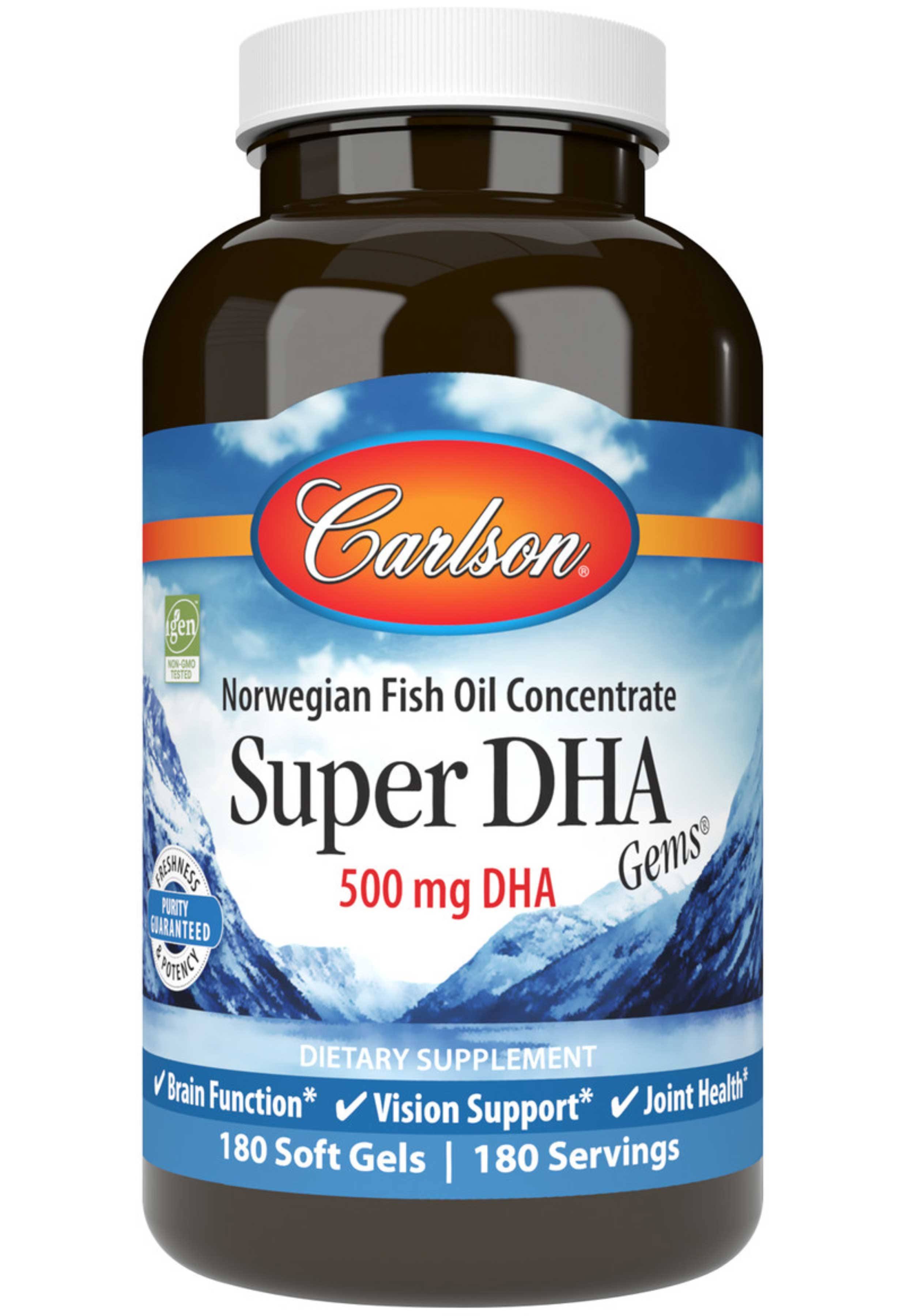 Carlson Super Dha Gems Supplement - 180 Soft Gels, 500mg