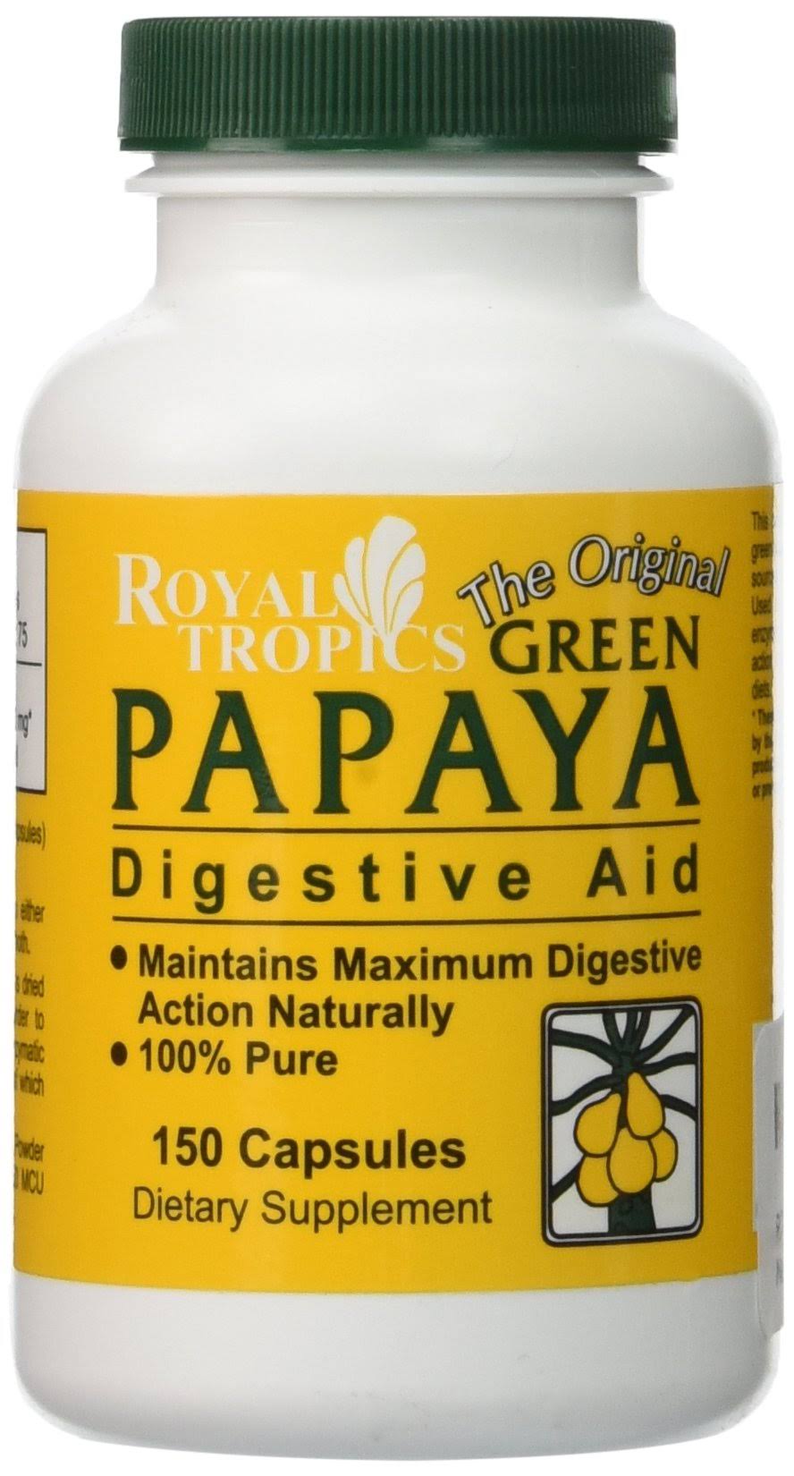 Royal Tropics 655290 The Original Green Papaya Digestive Aid - 150 capsules