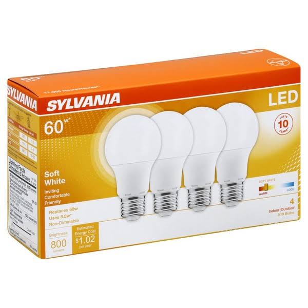 Sylvania Led Light Bulb - 60W, Soft White, x4