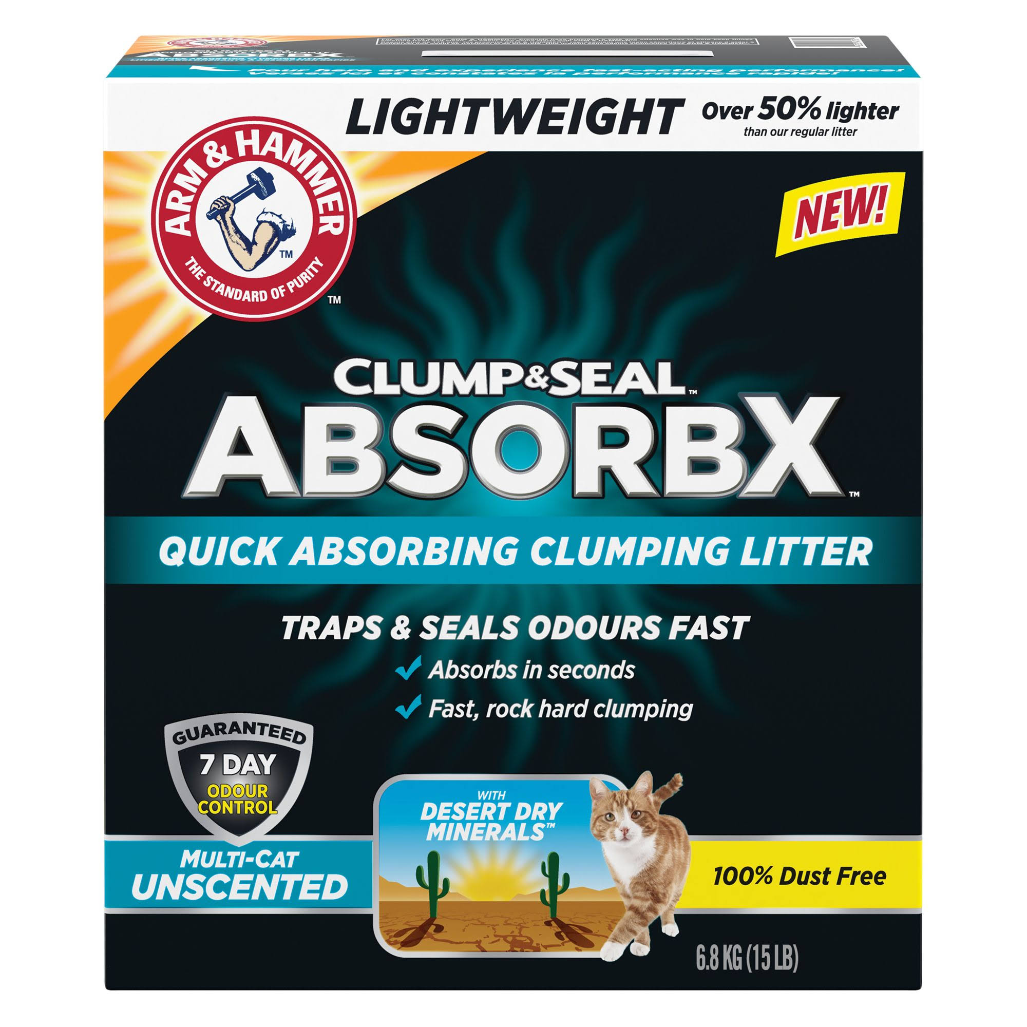 Arm & Hammer AbsorbX Unscented Lightweight Clumping Multi-Cat Litter