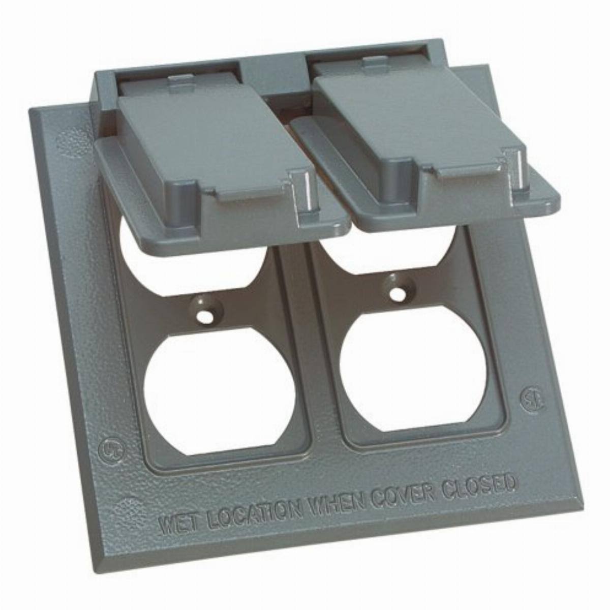 Sigma Electric 14345 Weather Proof 2 Gang Duplex Receptacle Outlet Cover - Gray