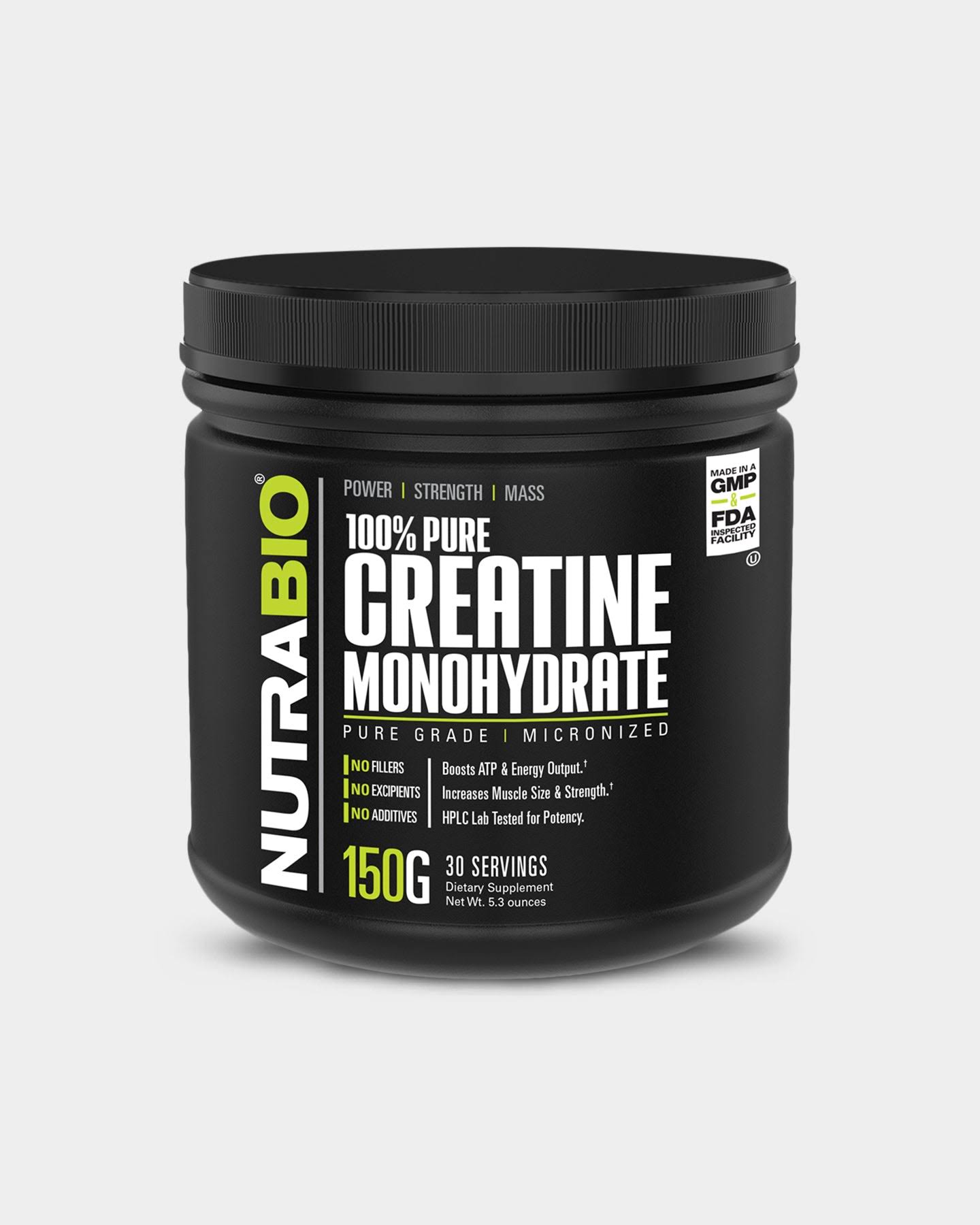 NutraBio Creatine Monohydrate - 150 Grams