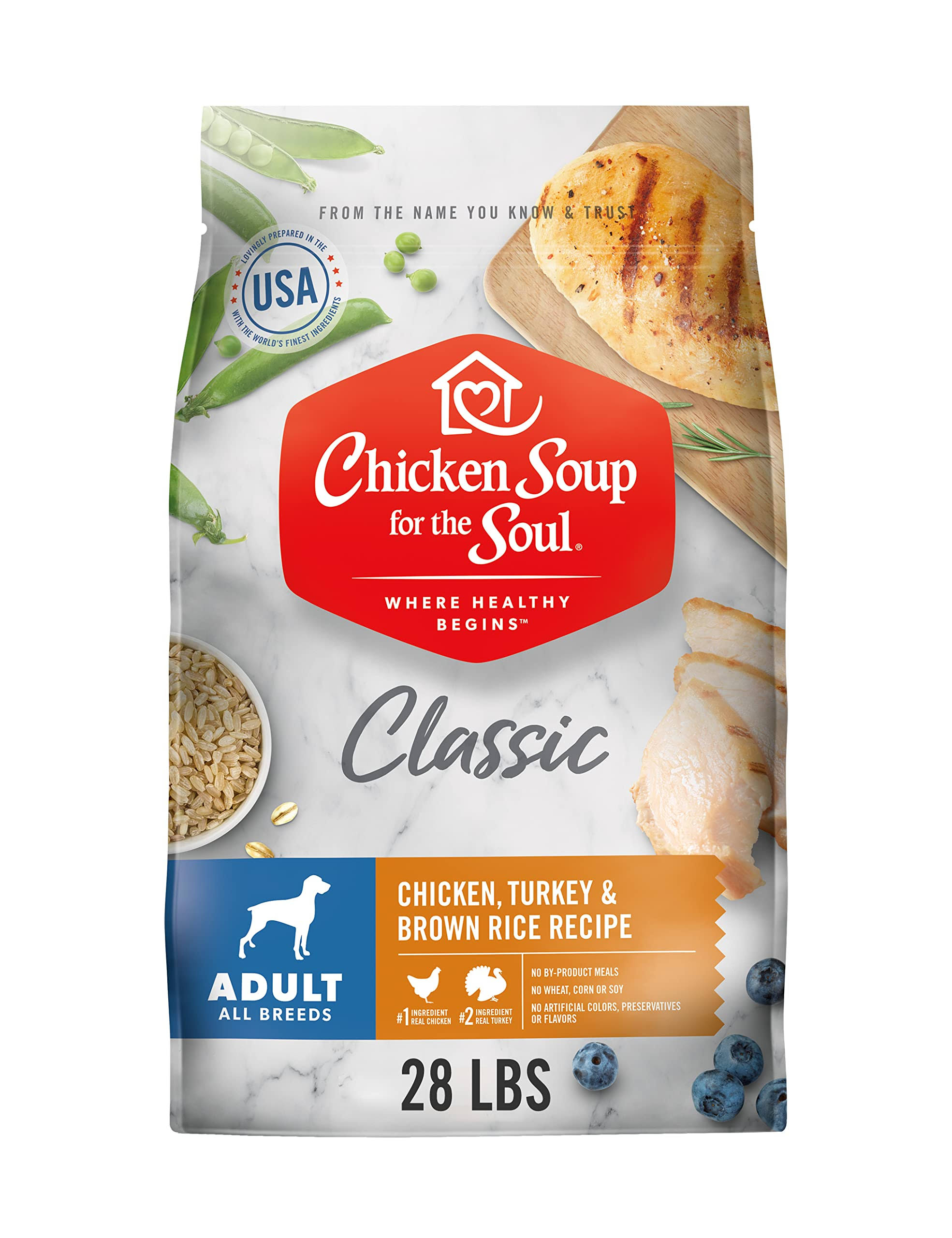 Chicken Soup for The Soul Chicken, Turkey & Brown Rice Adult Recipe Dry Dog Food - 28-lb