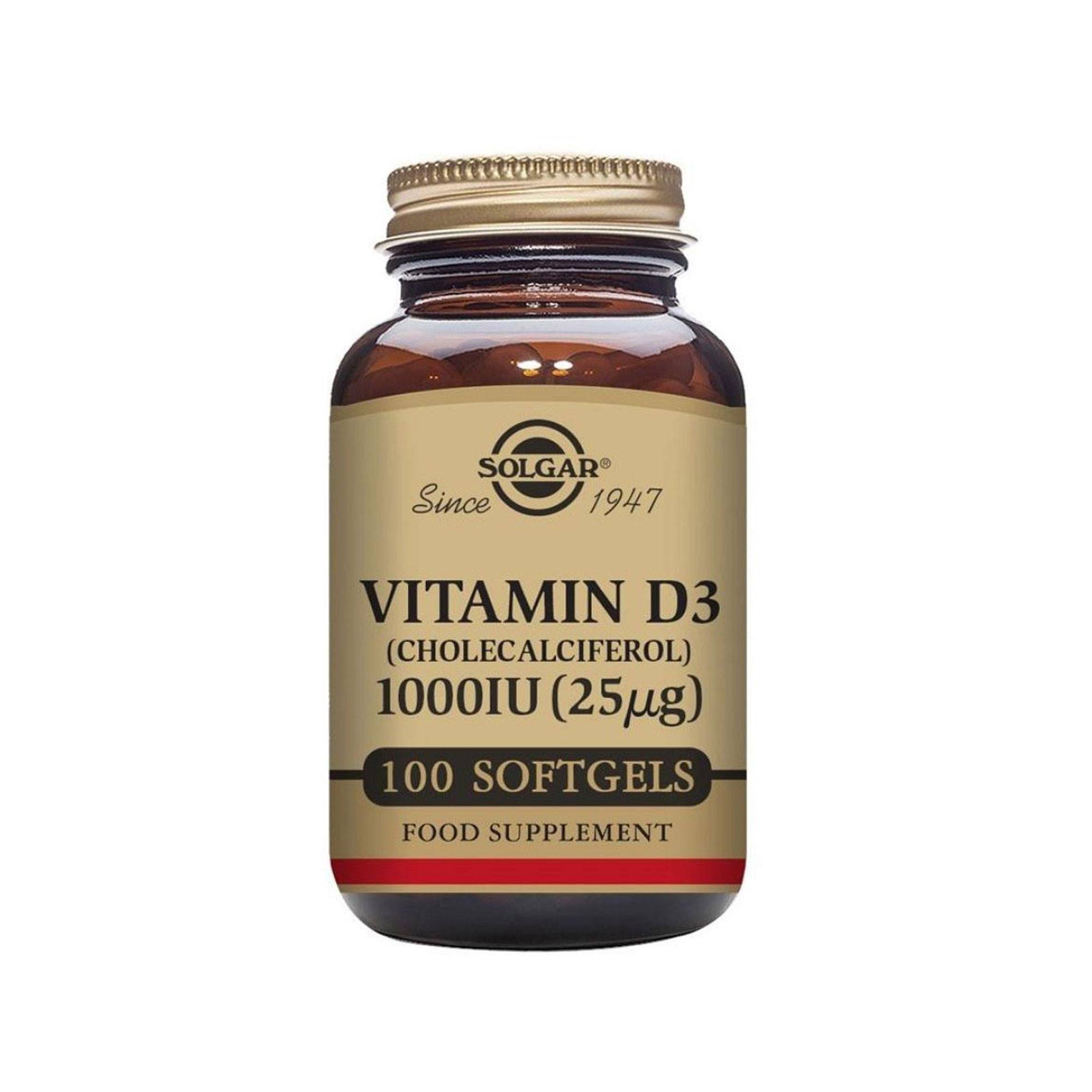 Solgar Vitamin D3 Cholecalciferol 1000 IU Softgels