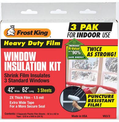 Frost King V83 3HD Heavy Duty Shrink Window Kit - for Standard Size Windows, Clear, 42" x 62"