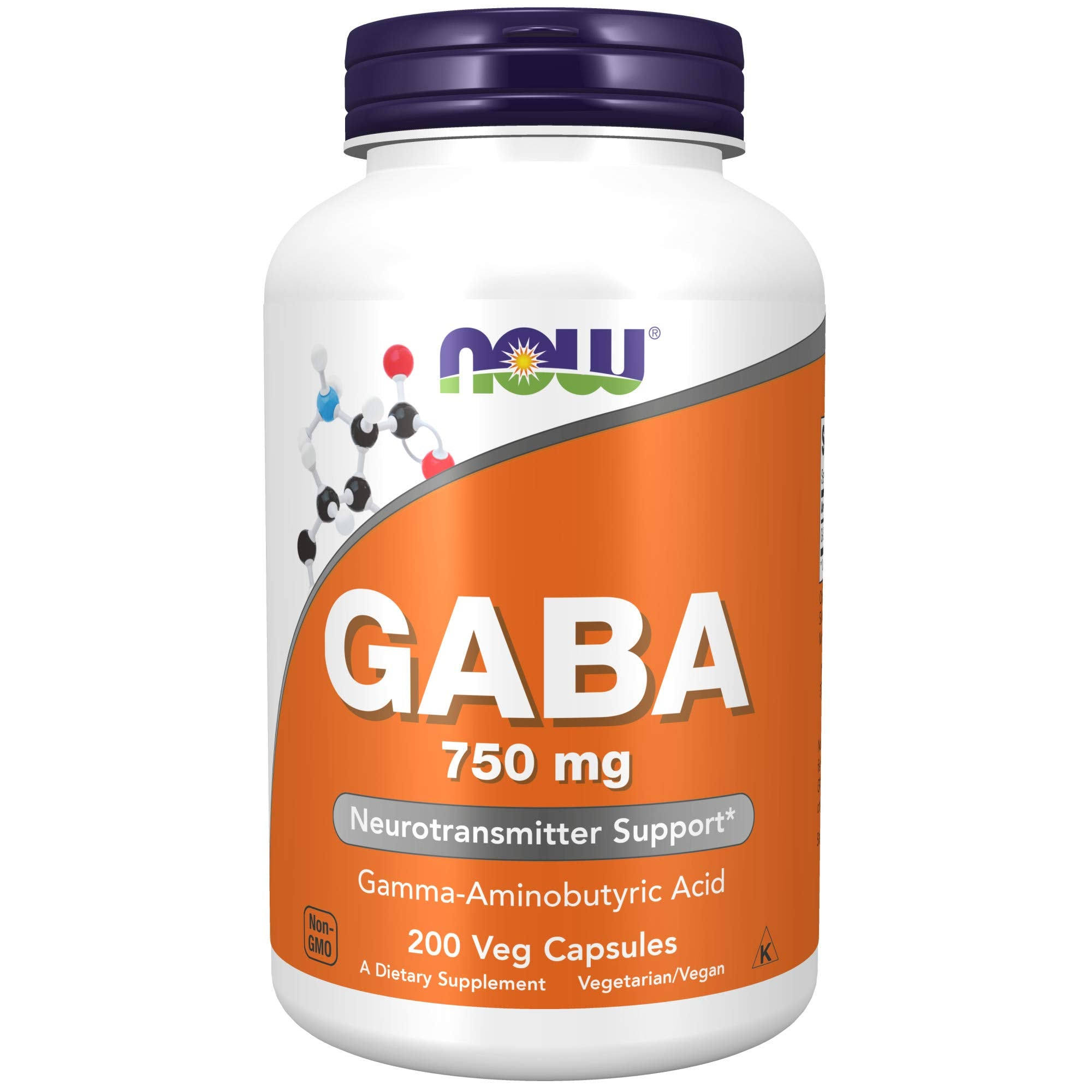 NOW Foods GABA 750 mg 200 Veg Capsules