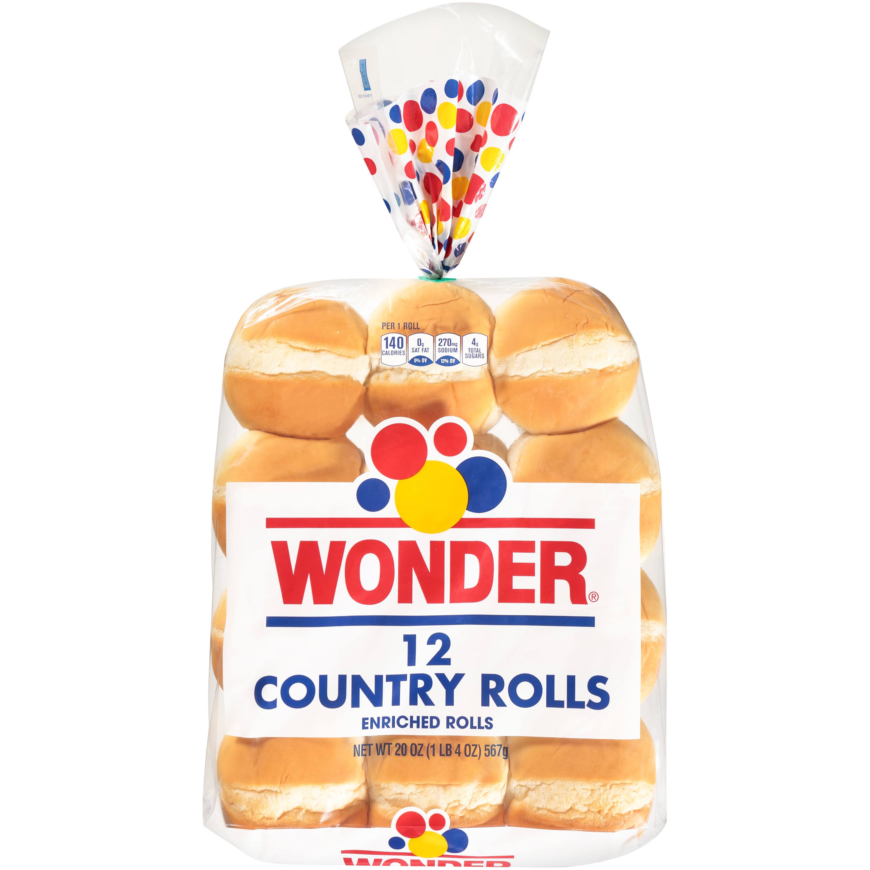 Wonder Country Rolls, Enriched - 12 rolls, 20 oz