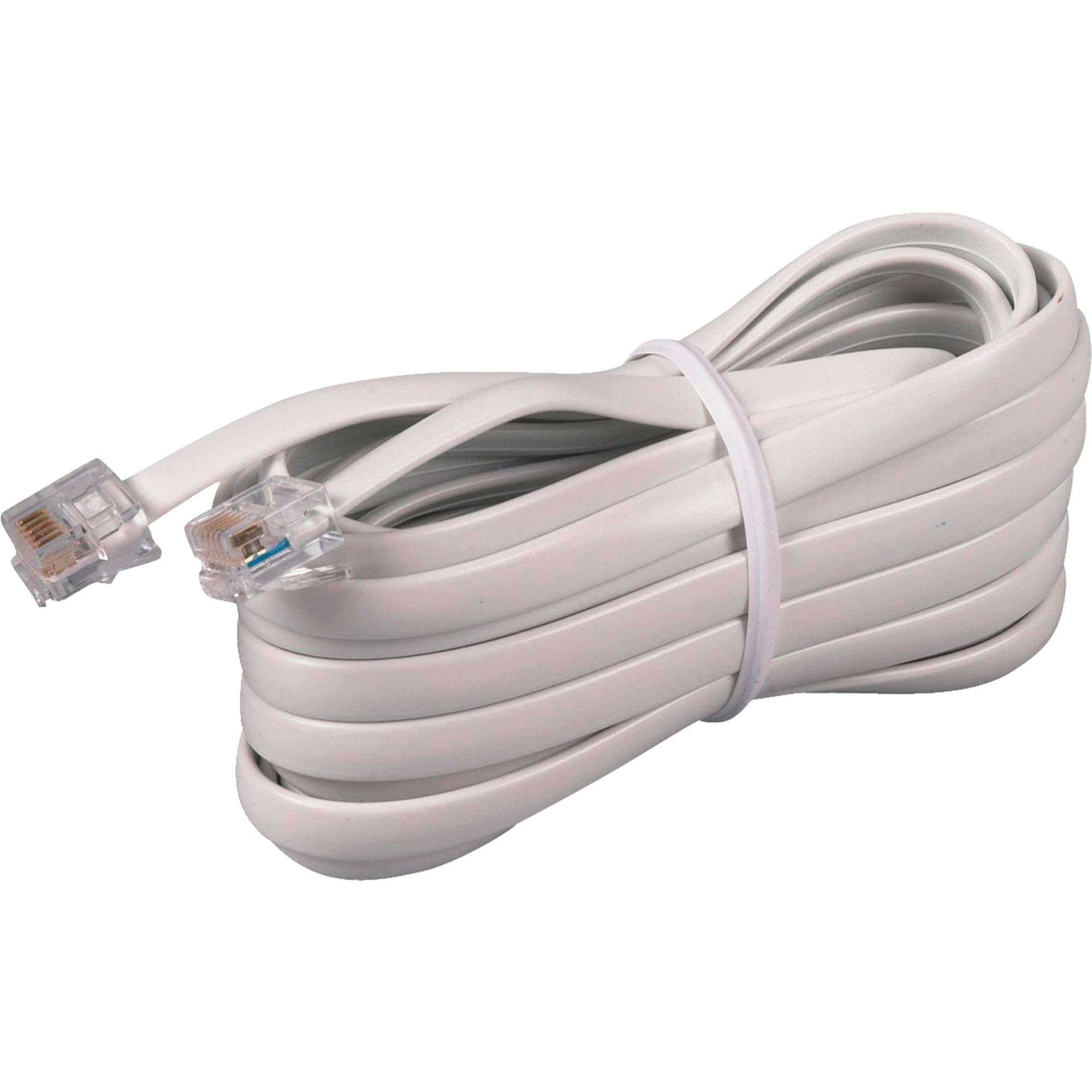 Audiovox Modular Line Cord - White, 15'