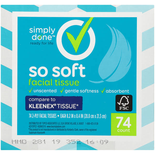 Simply Done Facial Tissue - 74ct