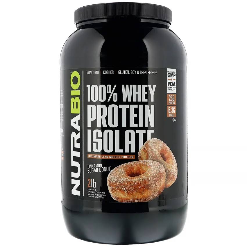 NutraBio Labs Whey Protein Isolate 907 Gr Cinnamon and Sugar Donut