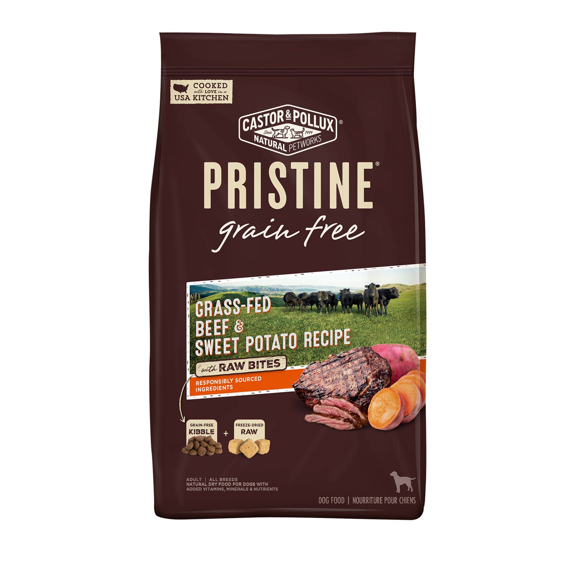 Pristine Grain Free Dry Dog Food - Grass Fed Beef and Sweet Potato, 4lbs