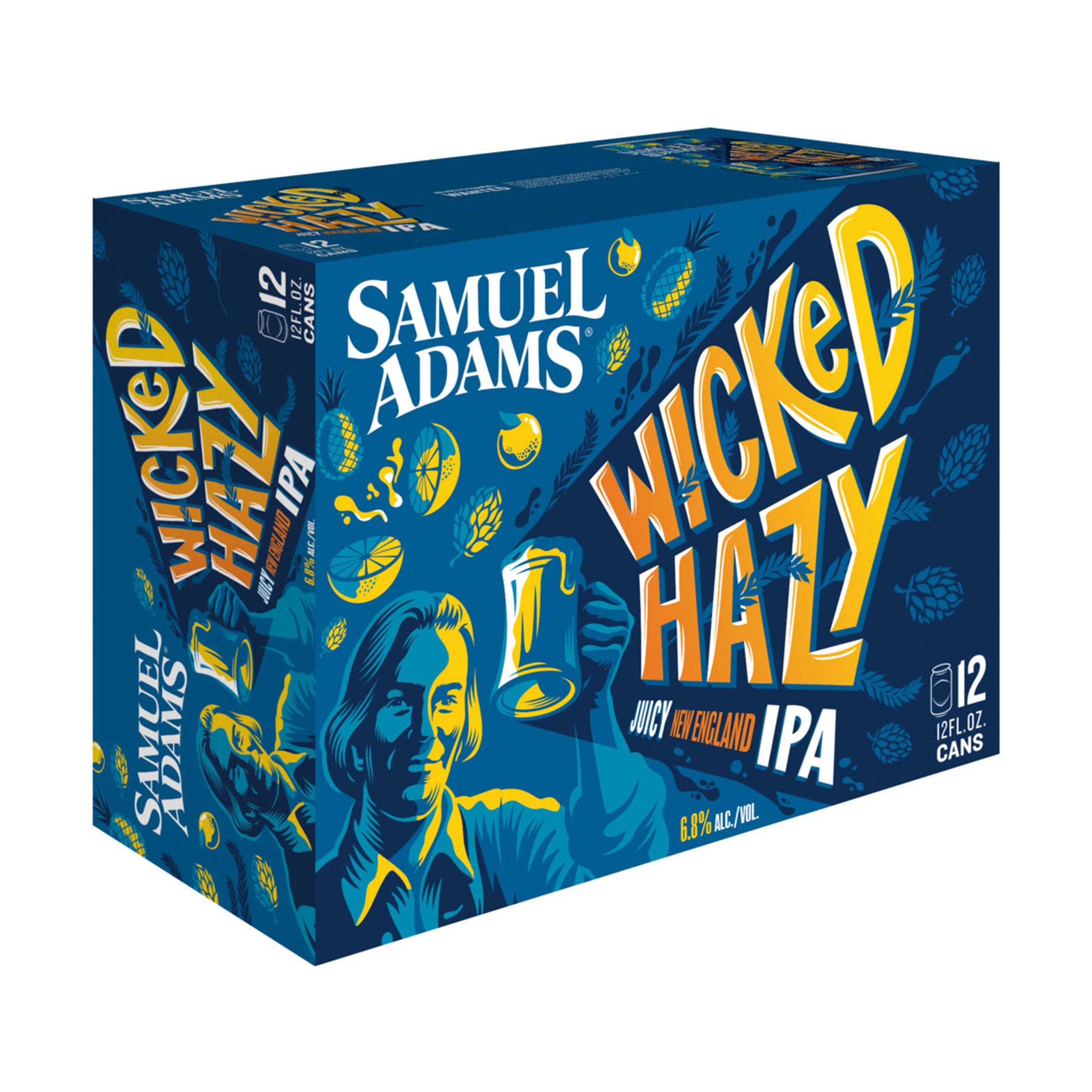 Samuel Adams Beer, IPA, Juicy New England, Wicked Hazy - 12 pack, 12 fl oz cans