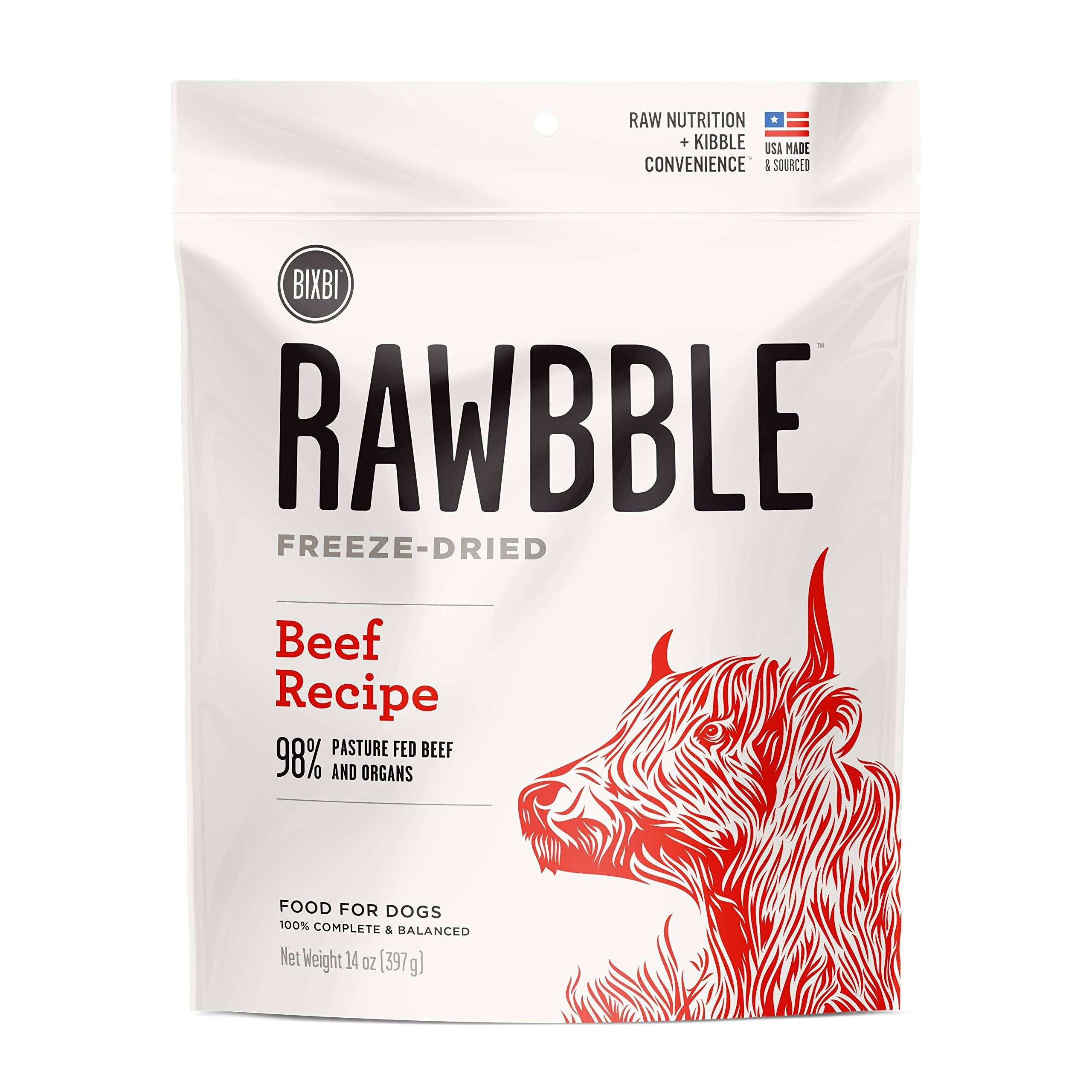 BIXBI RAWBBLE Freeze-Dried Dog Food - Beef Recipe - 12 oz. Bag