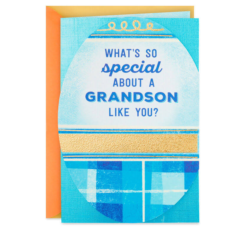 Hallmark Easter Card, Blue Plaid Egg Easter Card for Grandson