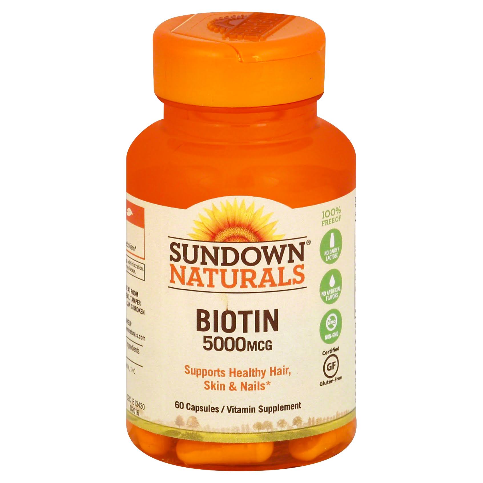 Sundown Naturals Biotin High Potency Biotin Supplement - 5000 mcg, 60 Capsules