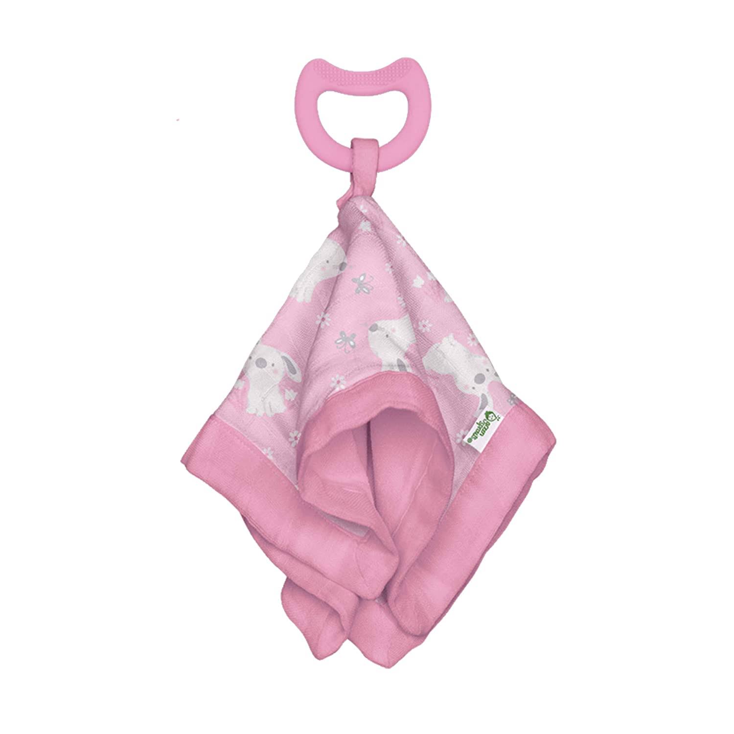 Green Sprouts Muslin Blankie Teether Made from Organic Cotton, Pink