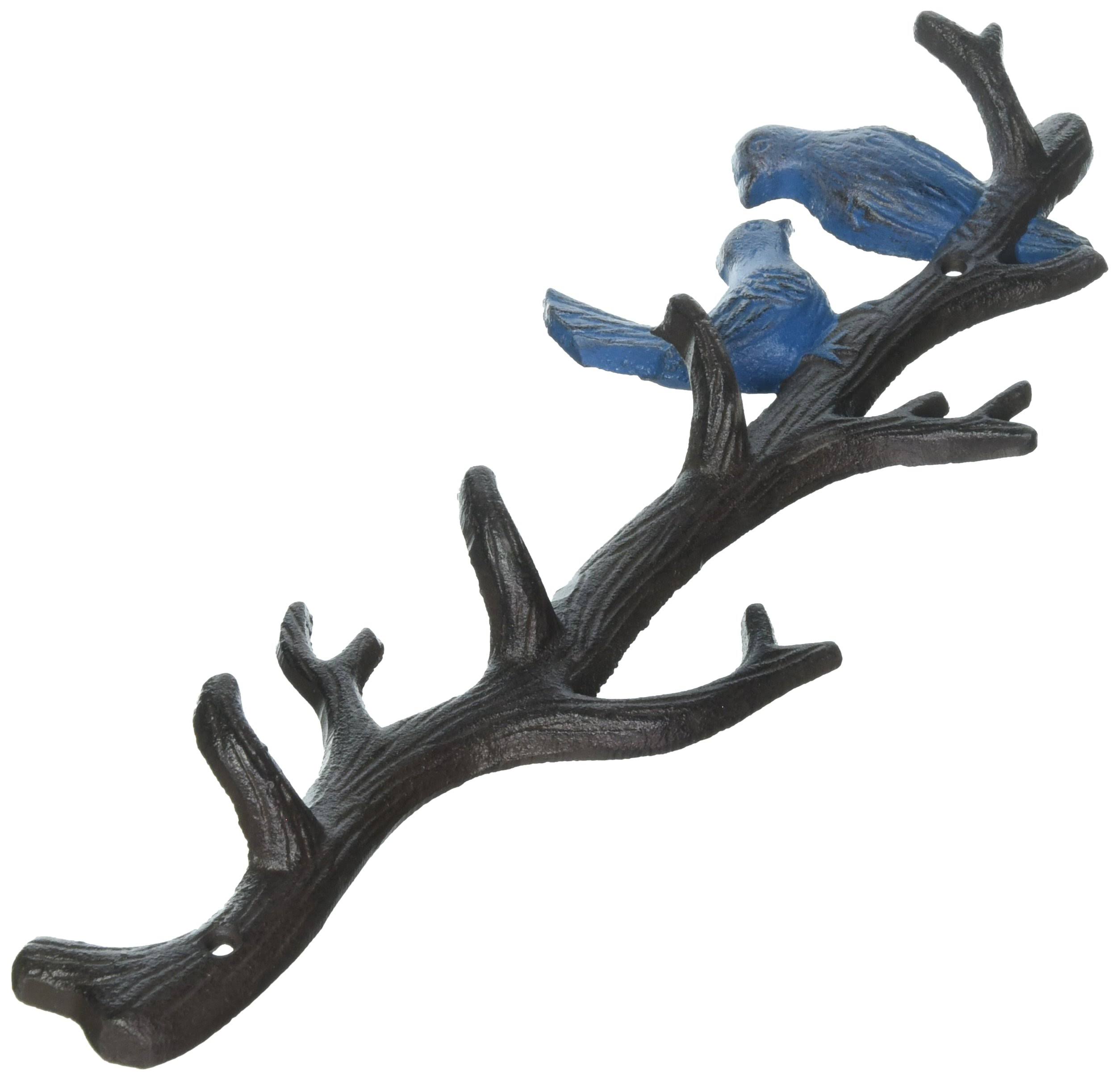 Abbott Cast Iron Birds On Branch Wall Hook - Brown & Antique Blue