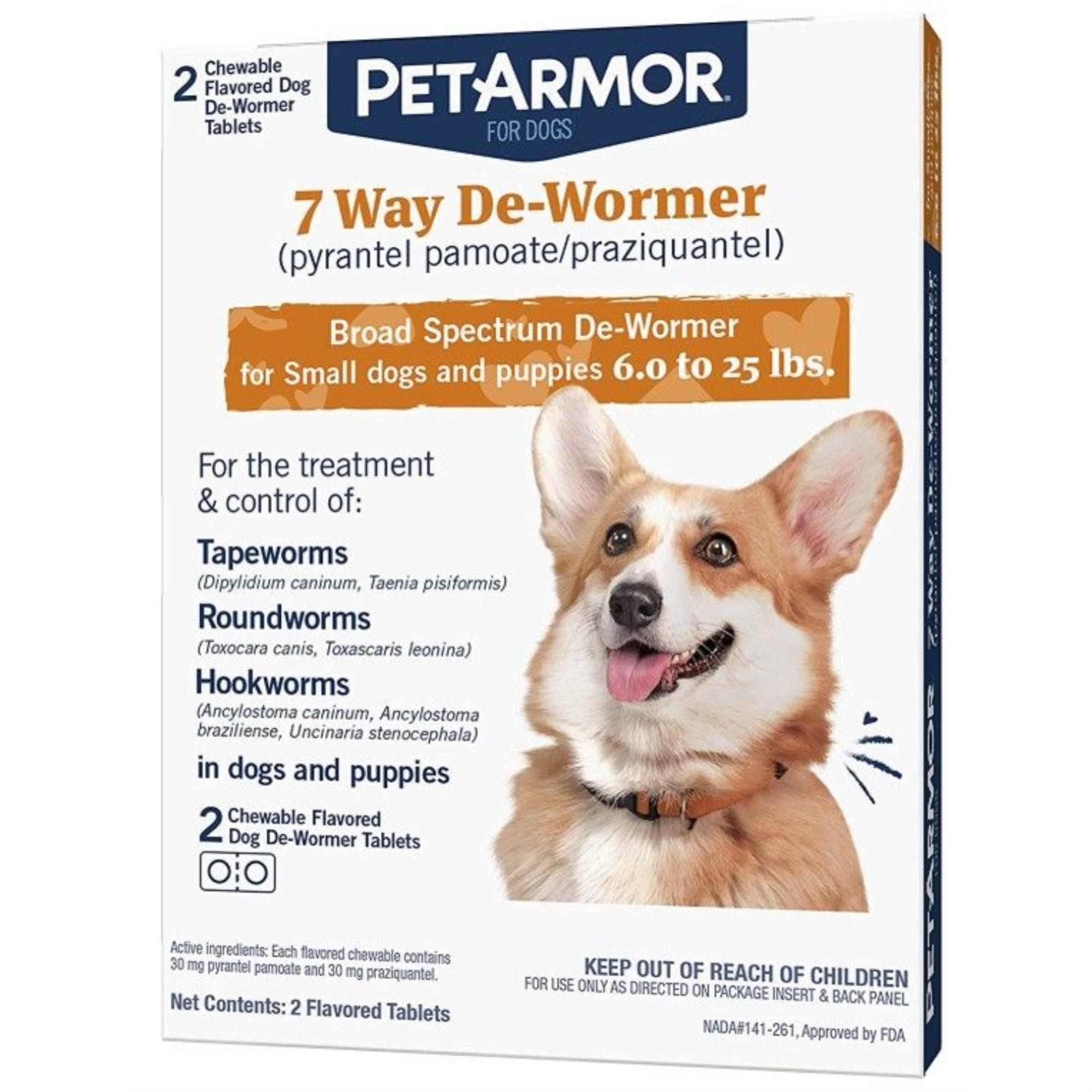 Petarmor 7 Way De Wormer Tablets - for small dogs and Puppies, 2ct