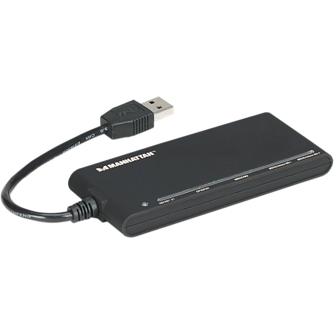Manhattan SuperSpeed USB 3.0 62-in-1 Multi-card Reader-Writer, Black