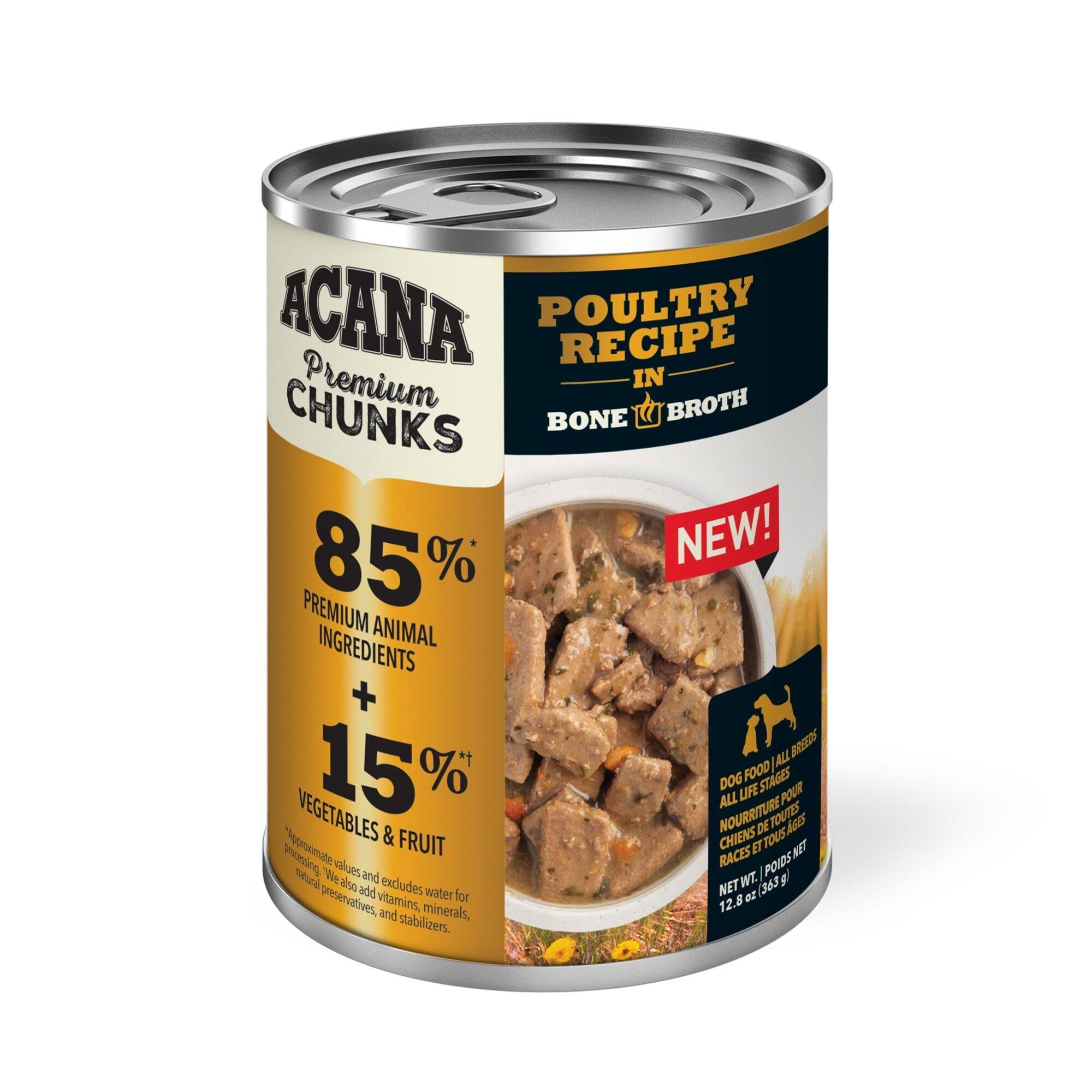 ACANA Premium Chunks Poultry Recipe in Bone Broth Dog Food, 12.8-oz