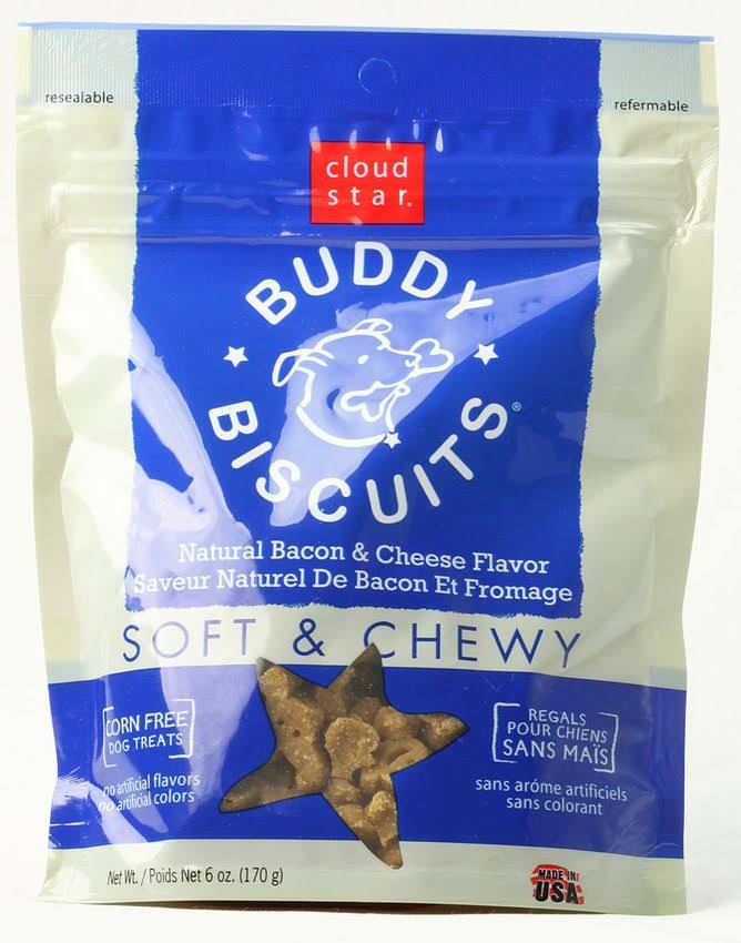 Cloud Star Soft and Chewy Buddy Biscuits Dog Treats Bacon and Cheese -- 6 oz
