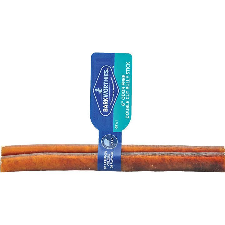 Barkworthies All Natural Bully Sticks Dog Chew Treat - 6", Double Cut