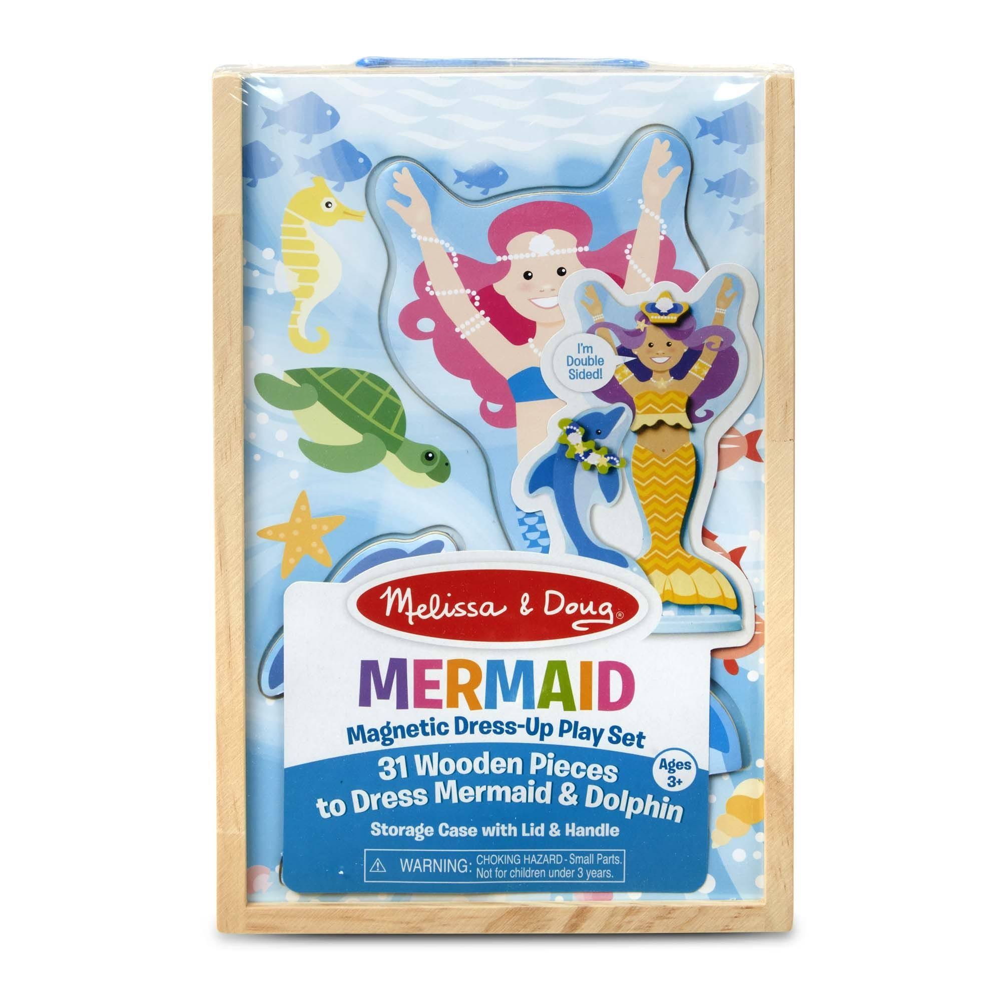 Melissa Doug Mermaid Dolphin Magnetic Dress Up Wooden Dolls Pretend Play Set