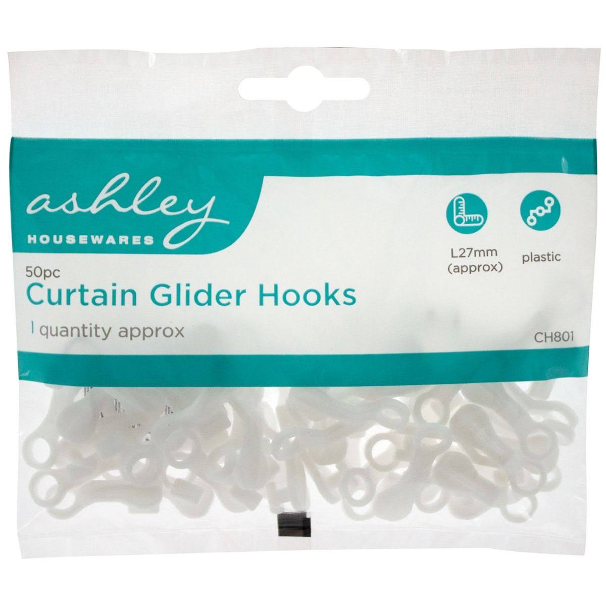 Ashley Housewares 27mm Curtain Glider Hooks - Pack of 50