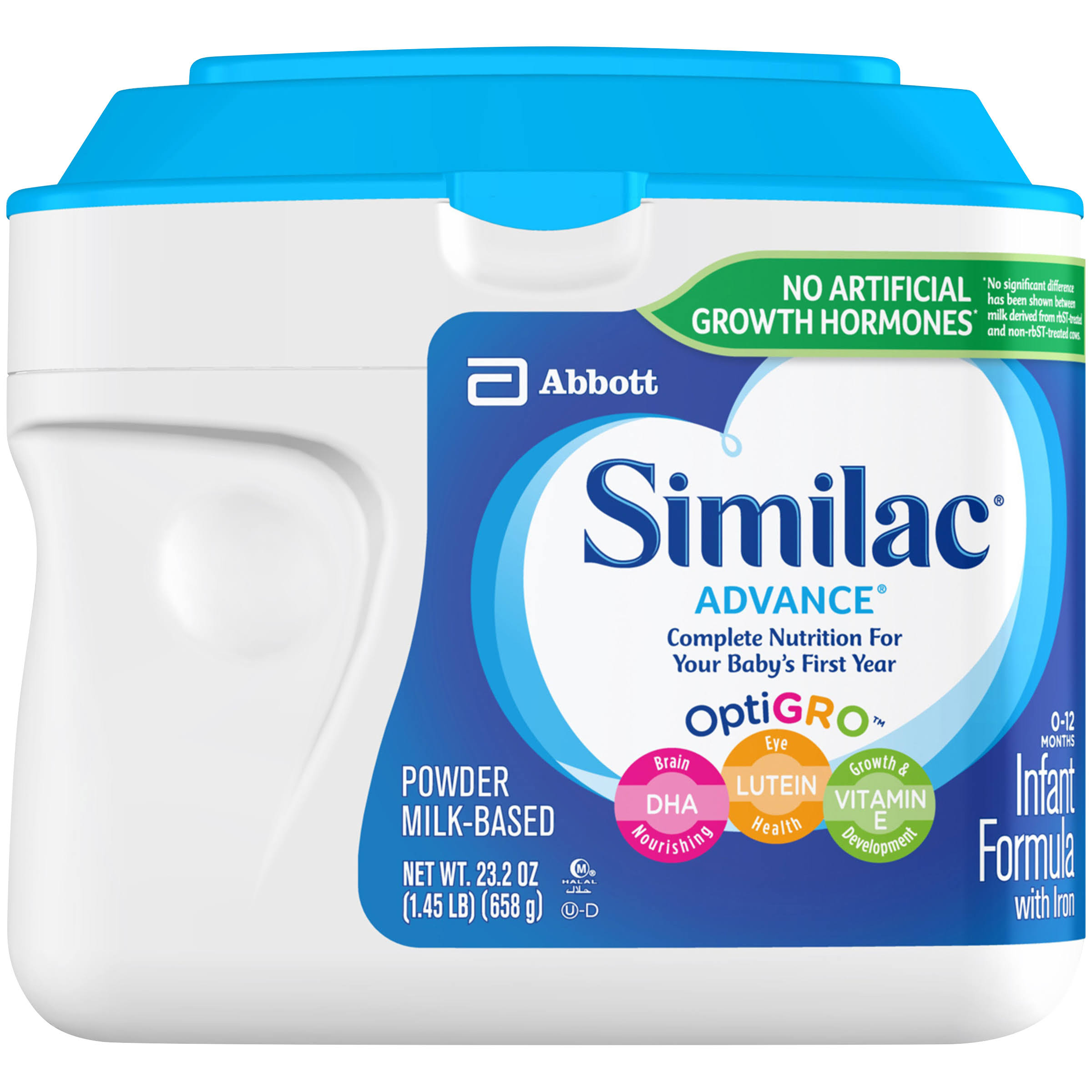 Similac Advance Optigro Infant Formula Milk Based Powder - with Iron, 1.4lbs