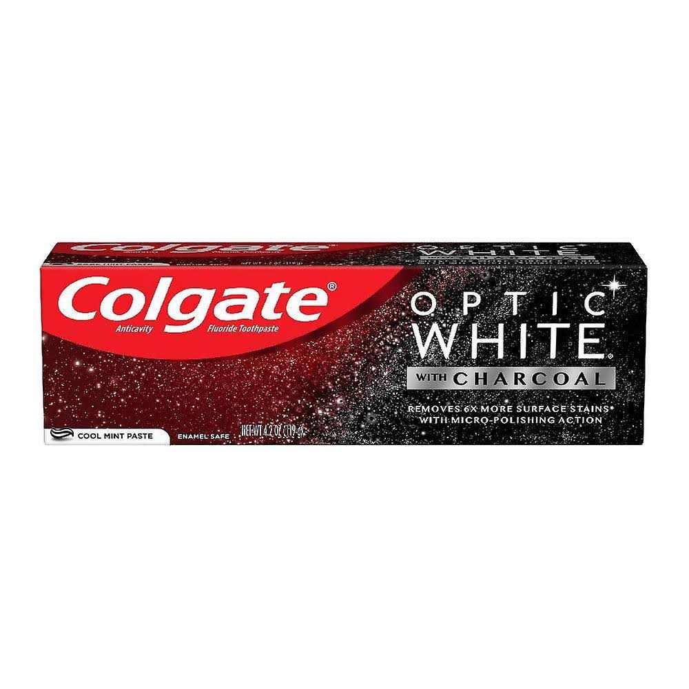 Colgate optic White teeth whitening charcoal toothpaste, cool mint, 4.2 oz