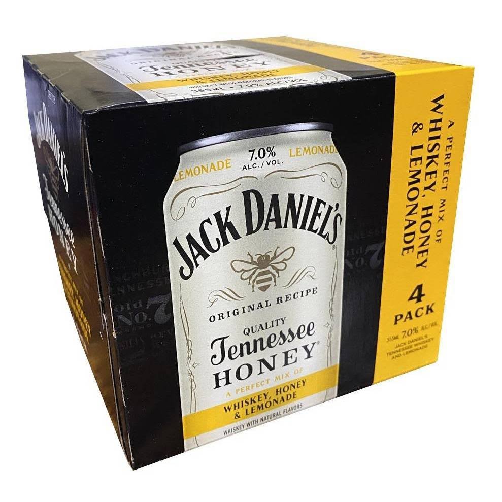 Jack Daniel's Whiskey, Tennesse Honey, 4 Pack - 4 pack, 355 ml cans