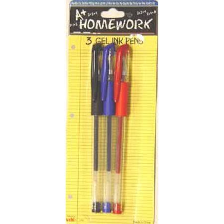 Gel Pens - 3 Pack - Assorted Colors Case Pack 48