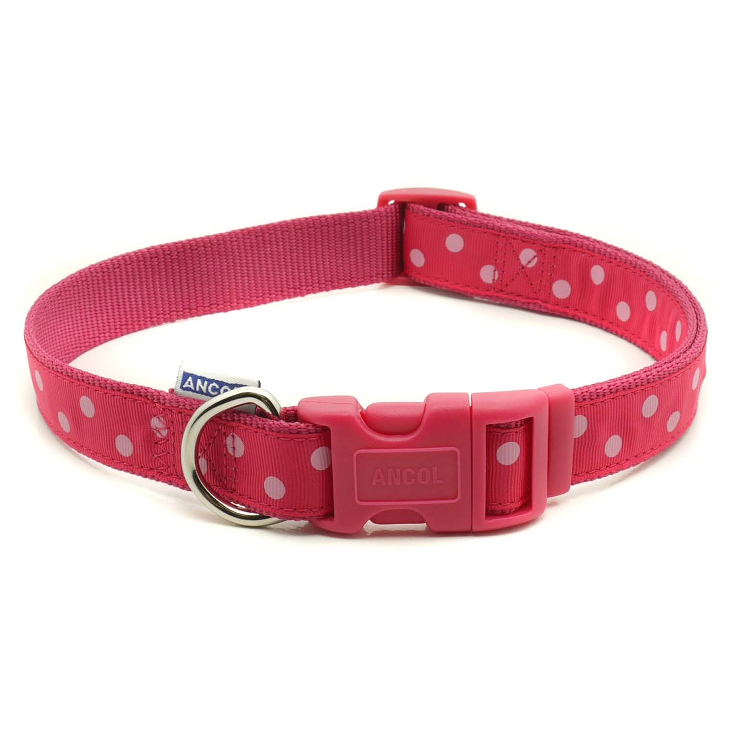 Collar 30-50cm Size 2-5 Ancol Polka Dot Dog Lead & Collar Set/ Lead 1m x 19mm 