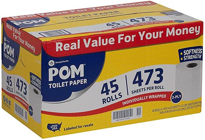 POM 2-Ply Bath Tissue - White, 473 Sheets