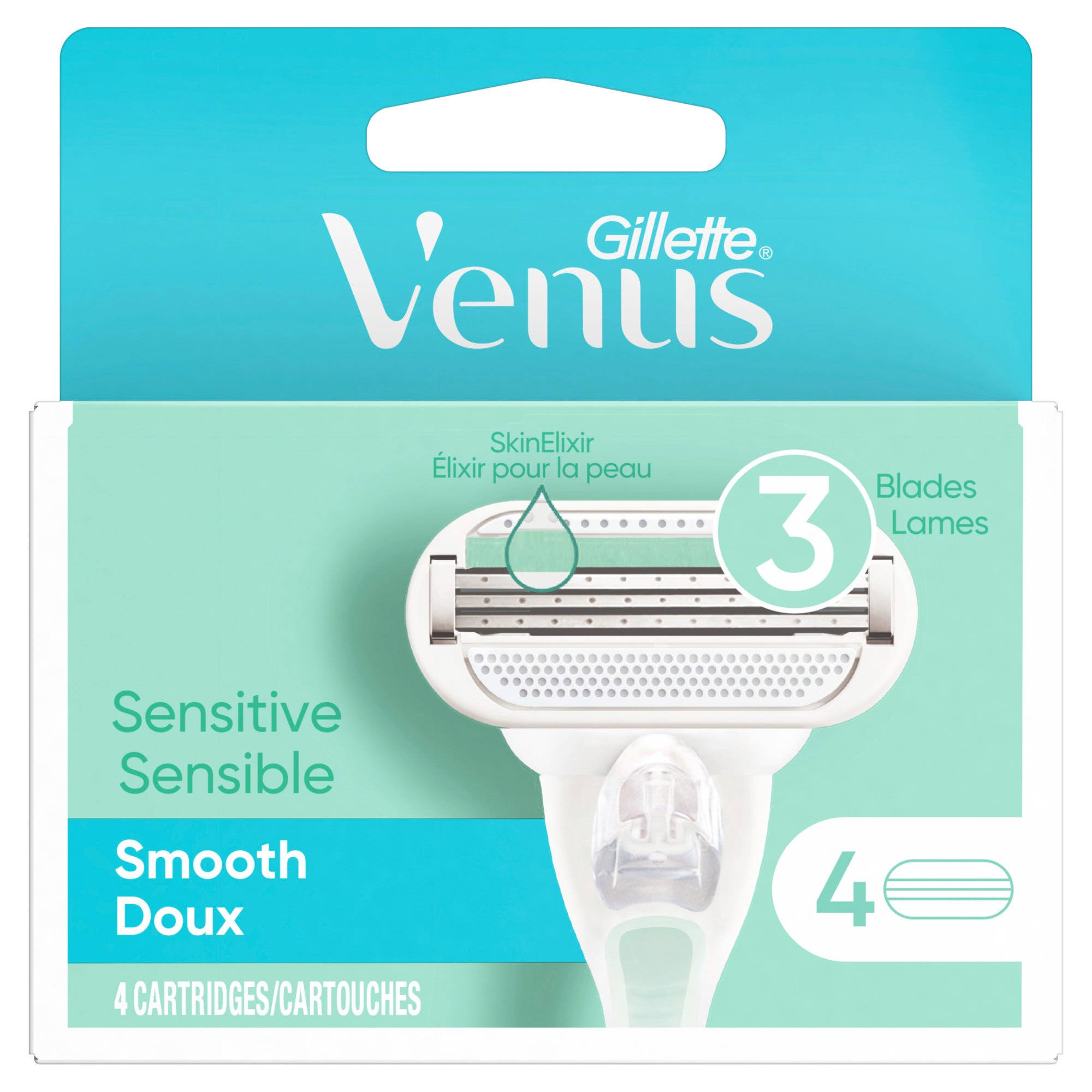 Gillette Venus Smooth Sensitive Womens Blade - 4pk