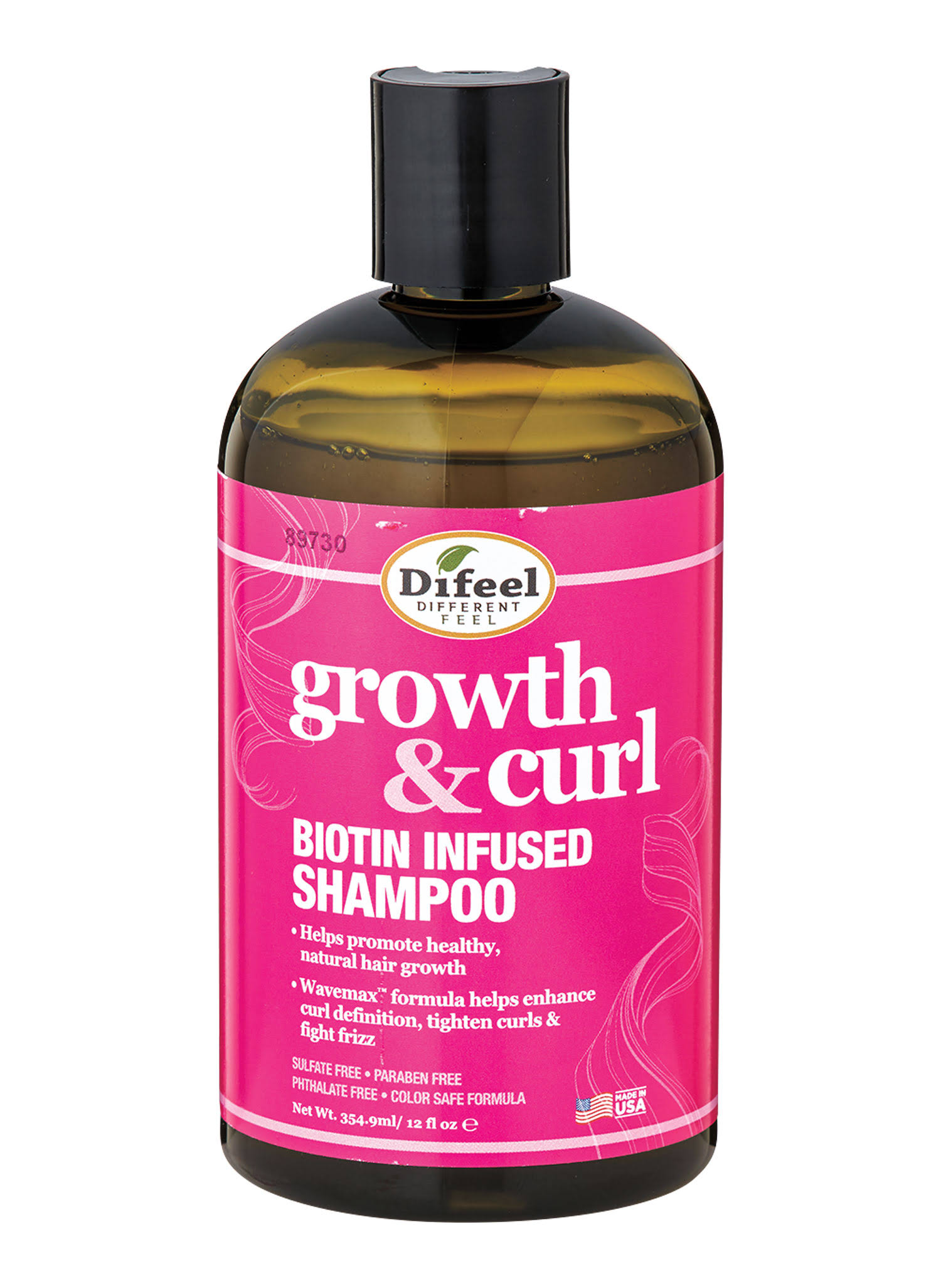 Difeel Growth and Curl Biotin Shampoo 12 oz. - Curly Hair Shampoo For Hair Growth, Natural Curl Shampoo