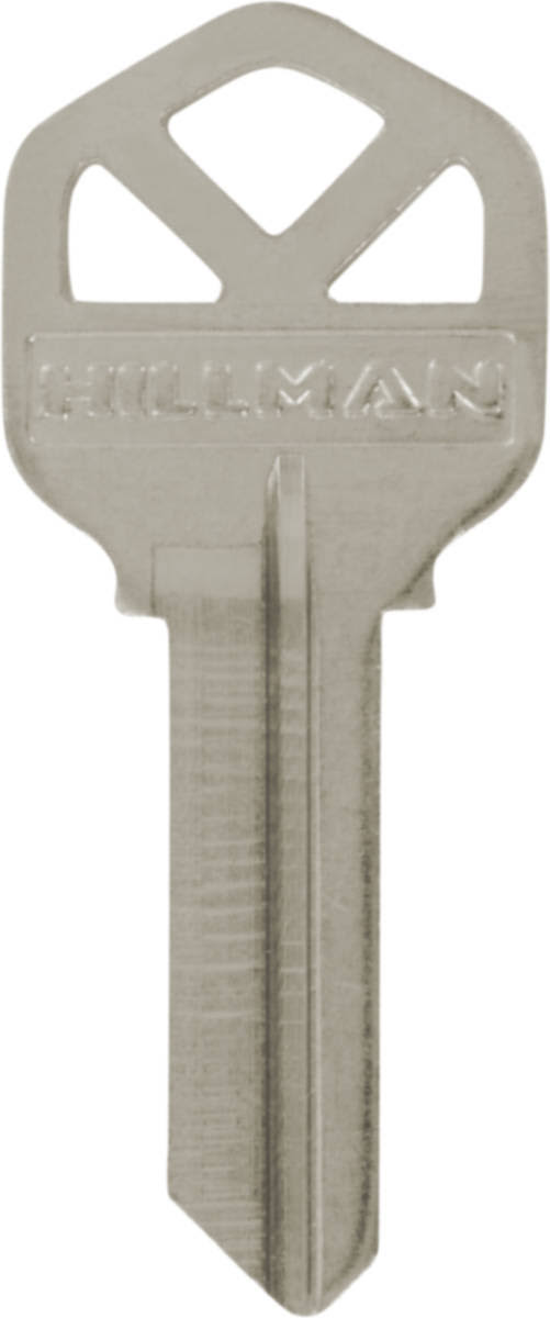 The Hillman Group 66 Blank Kwikset Lock Key - Nickel Plated Brass, 2"