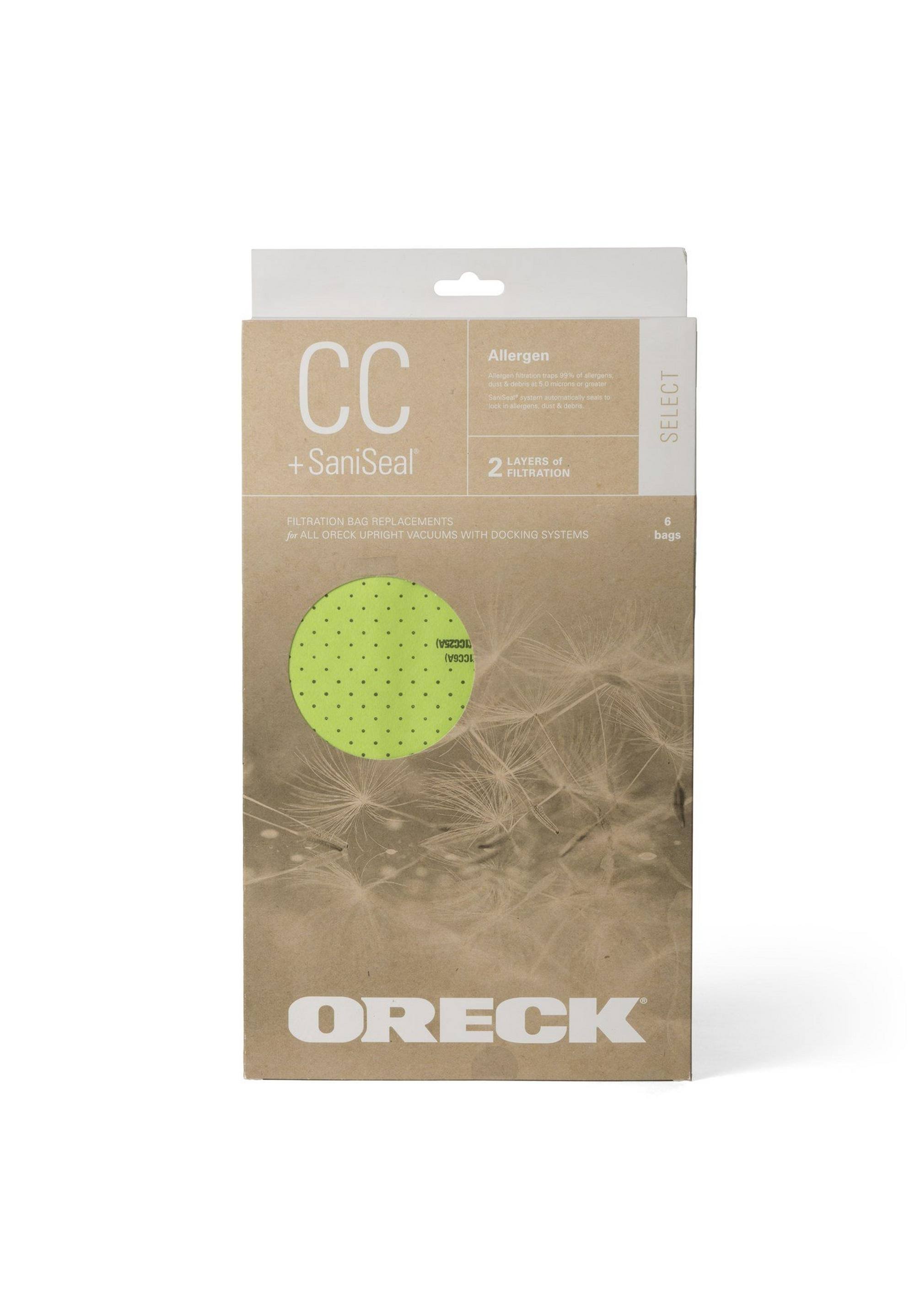 Oreck Select Allergen Filtration Bags-6 Pack AK1CC6A, Lime