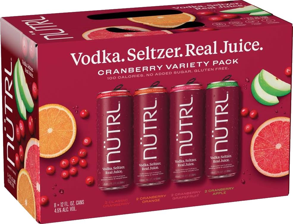 Nutrl Vodka Seltzer Variety Cranberry 8-Pack 12oz