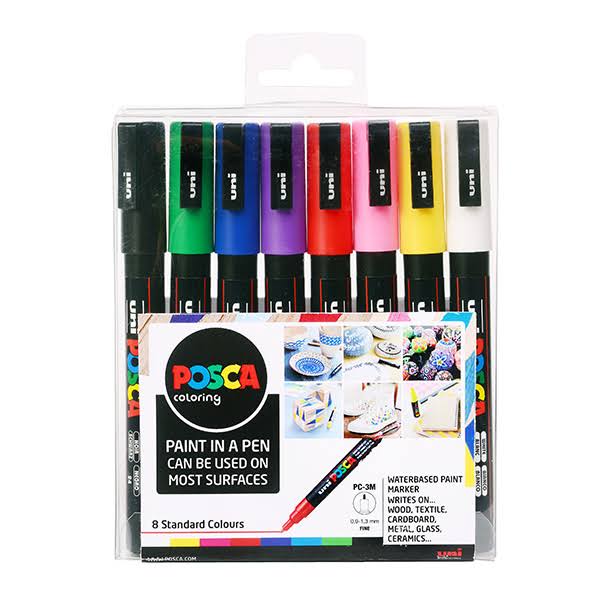 Uni Posca Marker Pen PC-3M Fine Set of 8 Assorted