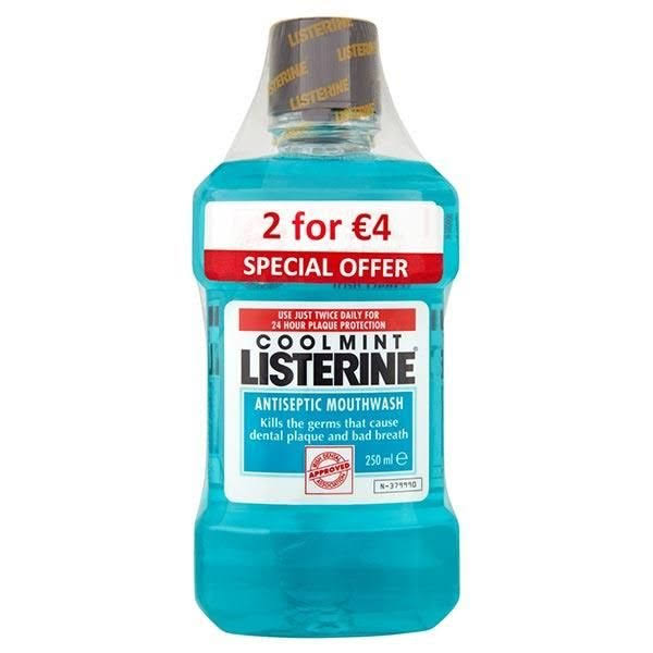 Listerine Antiseptic Mouthwash - Coolmint, 2 x 250ml