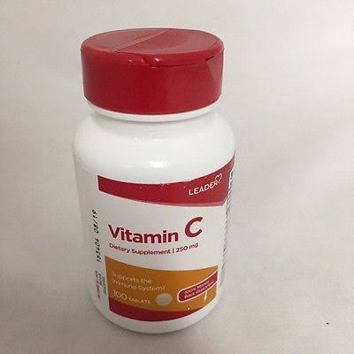 Leader Vitamin C 250 mg Dietary Supplement, 100 Tablets