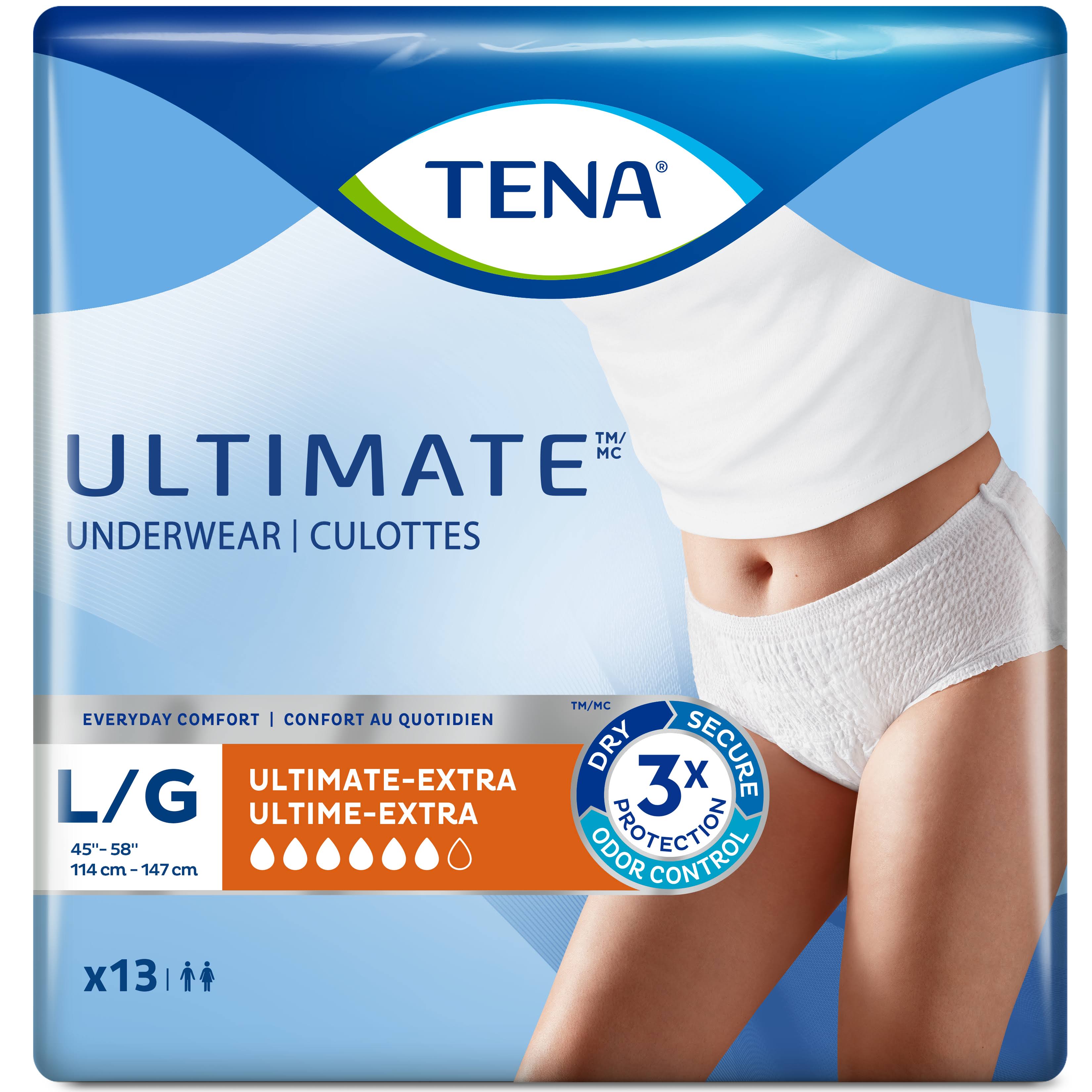 Tena Unisex Incontinence Underwear, Ultimate Absorbency, Large 13.0 Count