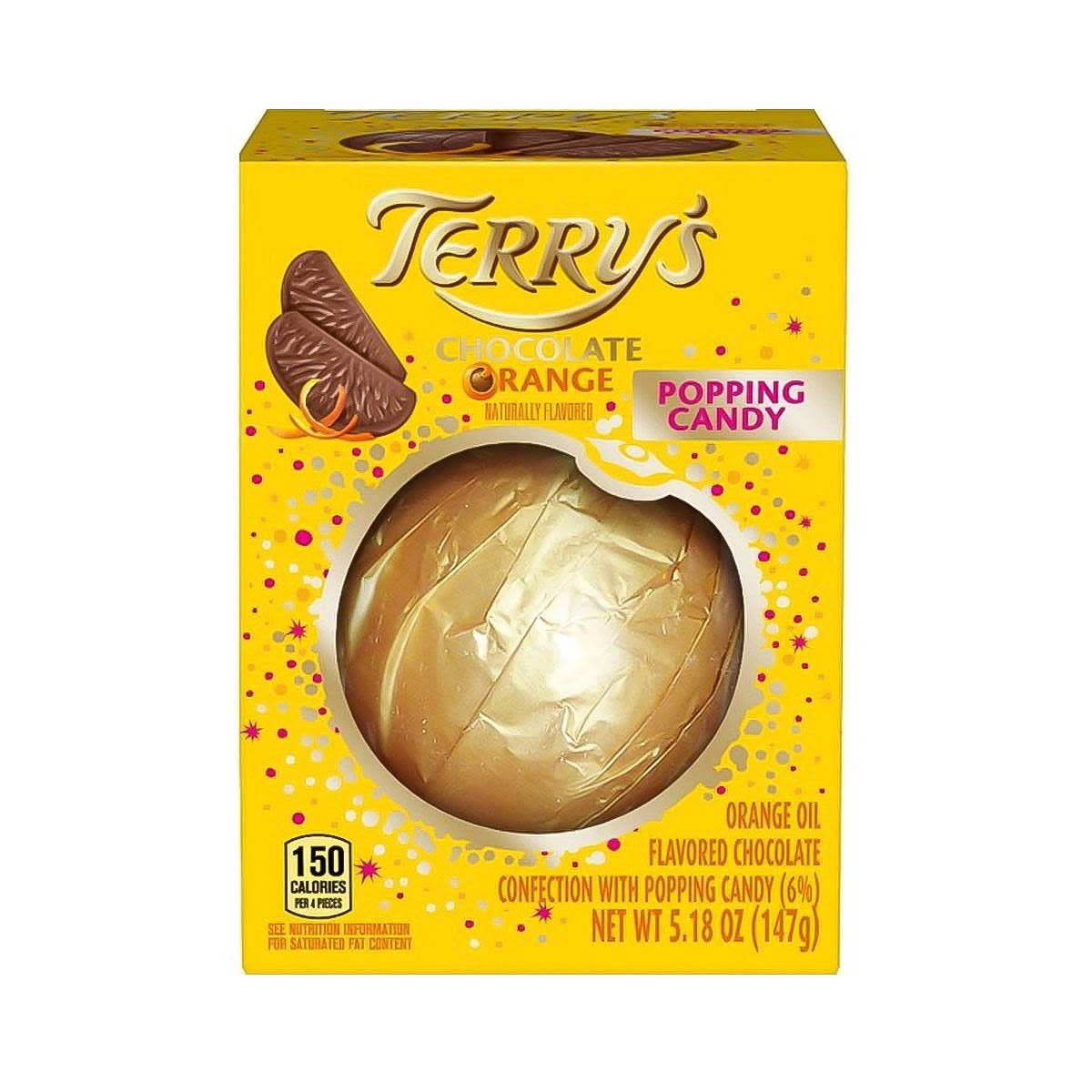 Terry's Popping Candy Chocolate Orange, Orange flavored confection with popping candy 5.18oz