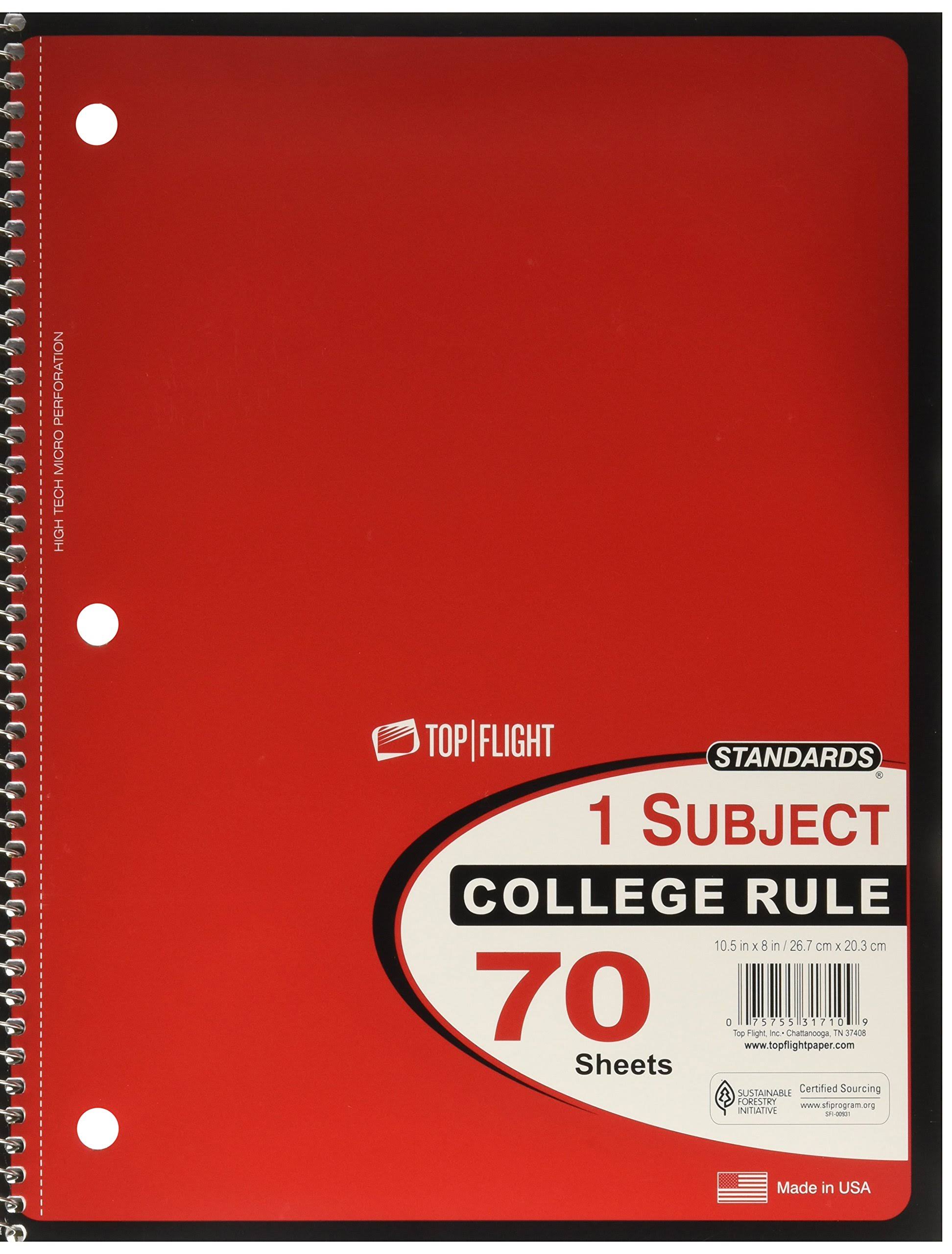 Top Flight Standards 1 Subject Notebook - College Rule, 70 Sheets