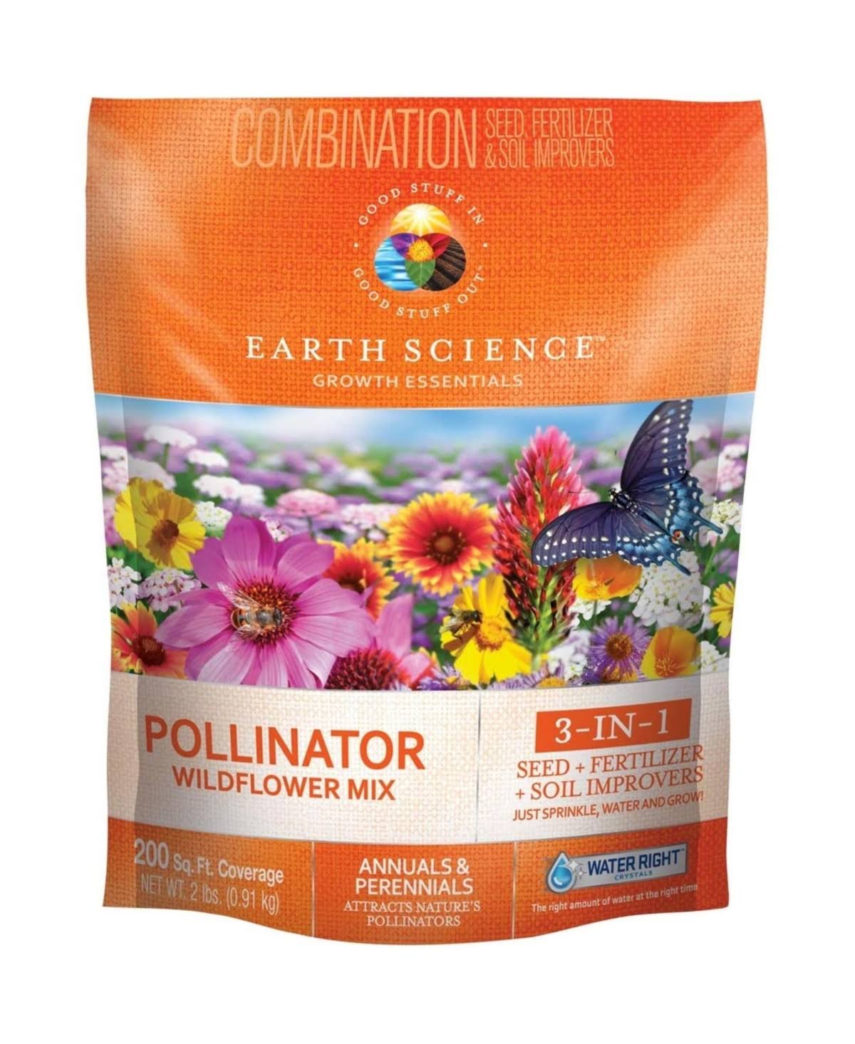 Earth Science Pollinator Wildflower Mix Covers 200 Sq. Ft. 2-Lbs. 12136-6