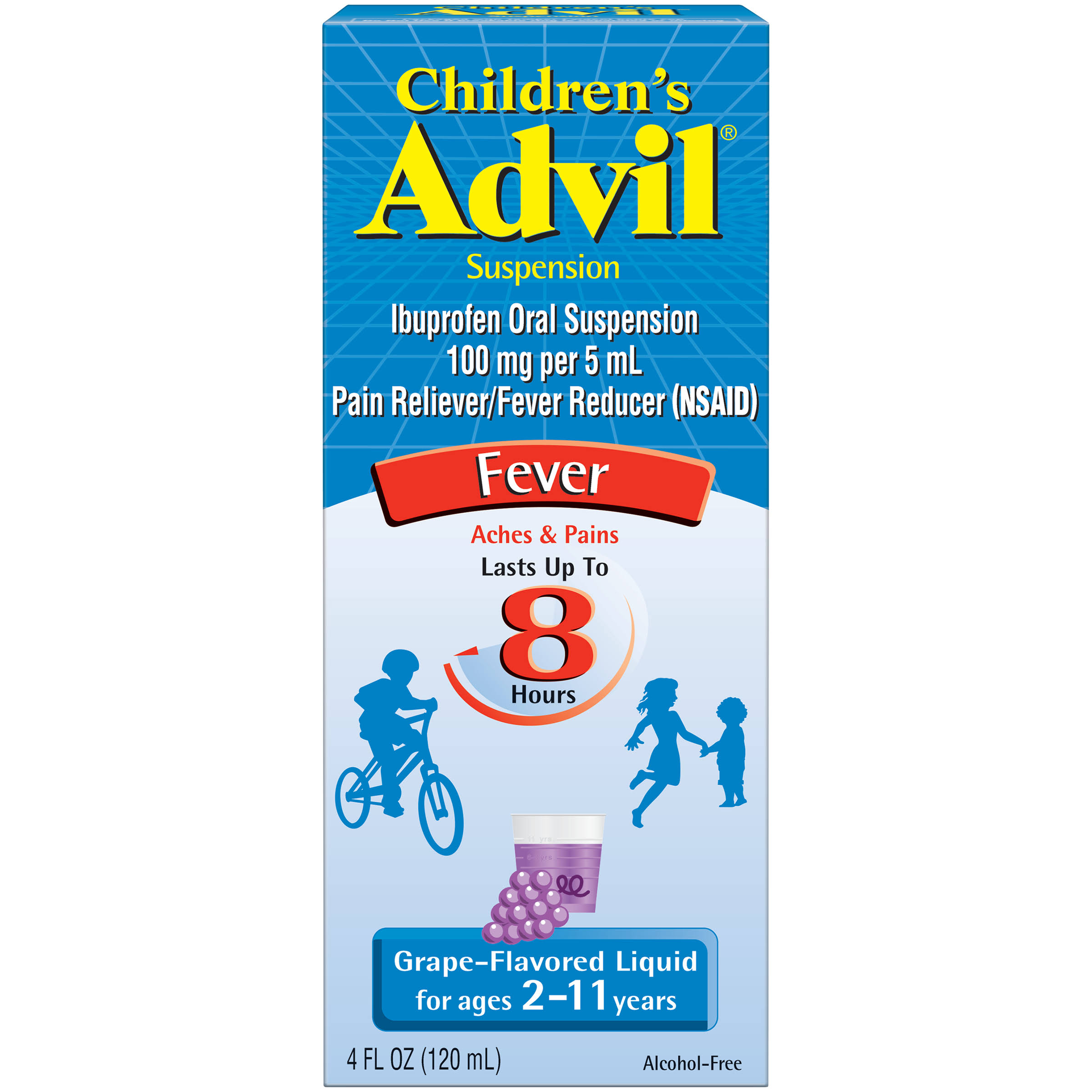 Advil Suspension Fever Reducer Liquid - Grape, 120ml, Ages 2-11 Years